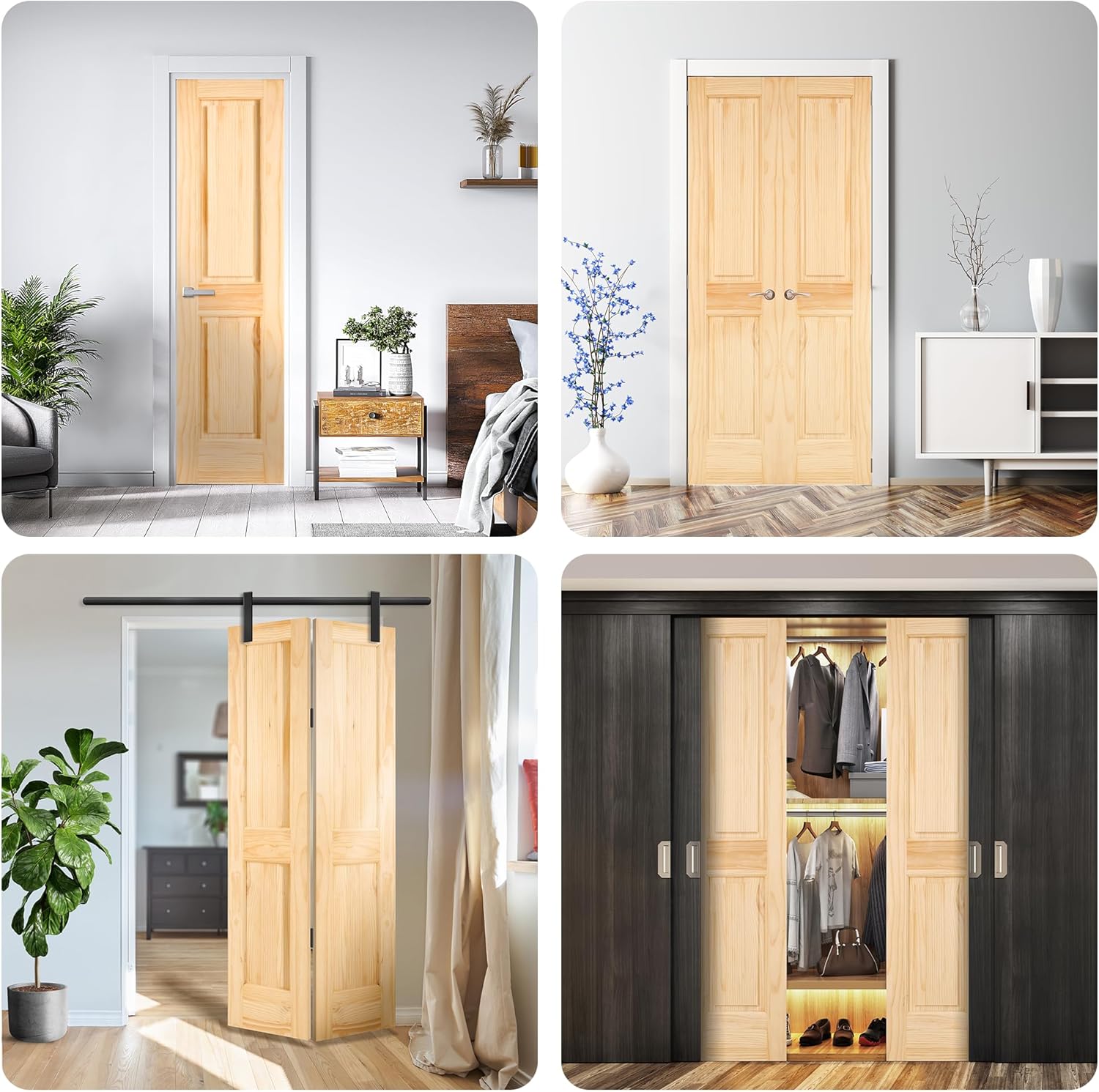 Losa de puerta interior de madera maciza de 18 x 80 pulgadas sin terminar, prelijada, lista para teñir o pintar, puerta corrediza de granero de 1.38
