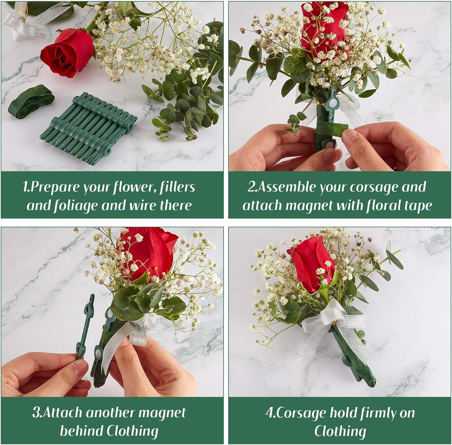 Imanes florales con diseño de ramilletes, broches de ramillete para boda, novia, ramilletes, flores de negocios, ojal, accesorios para hacer flores