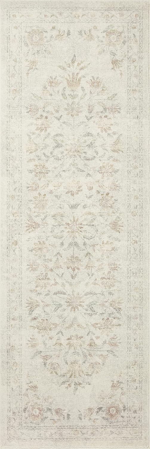 Rifle Paper Co. x Loloi Courtyard Collection COU-01 – Alfombra de muestra amarilla y multicolor de 18 x 18 pulgadas. CloudPile