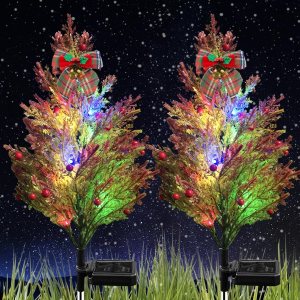 Luces solares para árbol de Navidad para decoración de jardín al aire libre, luces LED solares de camino de 2.4 pies, luces solares parpadeantes Luces solares para árbol de Navidad para decoración de jardín al aire libre, luces LED solares de camino de 2.4 pies, luces solares parpadeantes