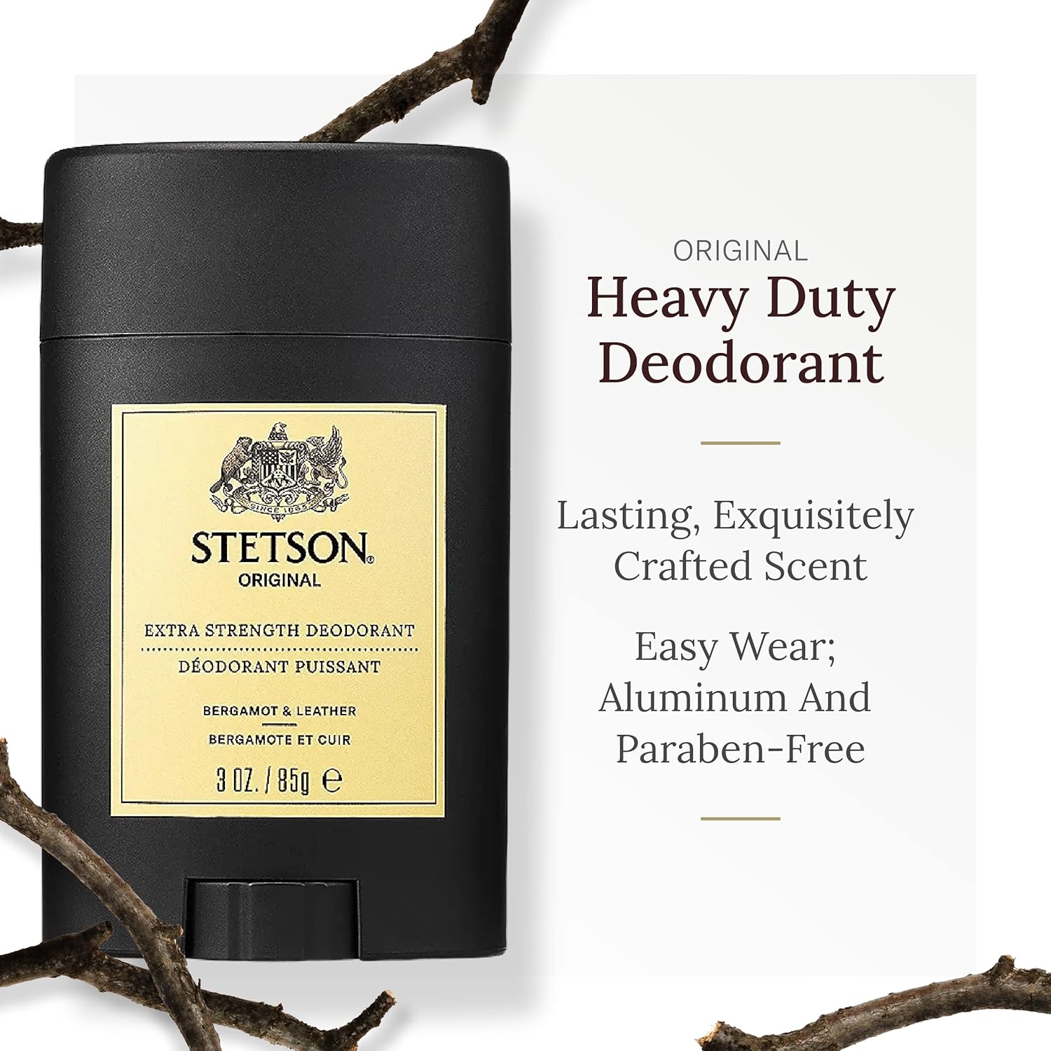 Stetson Personal Care Desodorante extra fuerte por Scent Beauty  Desodorante en barra de gel para hombre para aseo  3 oz  Paquete de 3  Original