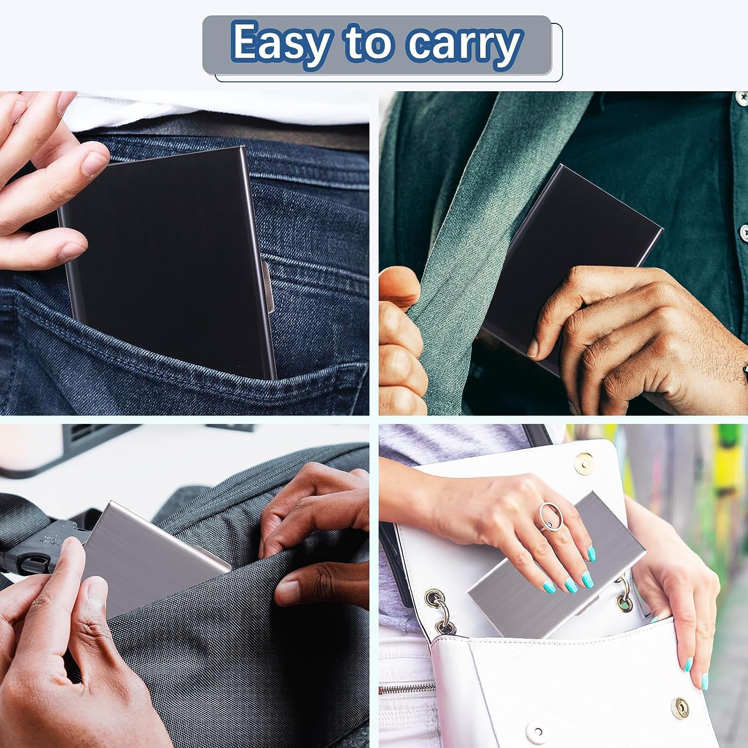 Soporte para tarjetas de crédito, fundas protectoras de bloqueo RFID, cartera de metal para tarjetas de crédito, soporte para tarjetas de visita