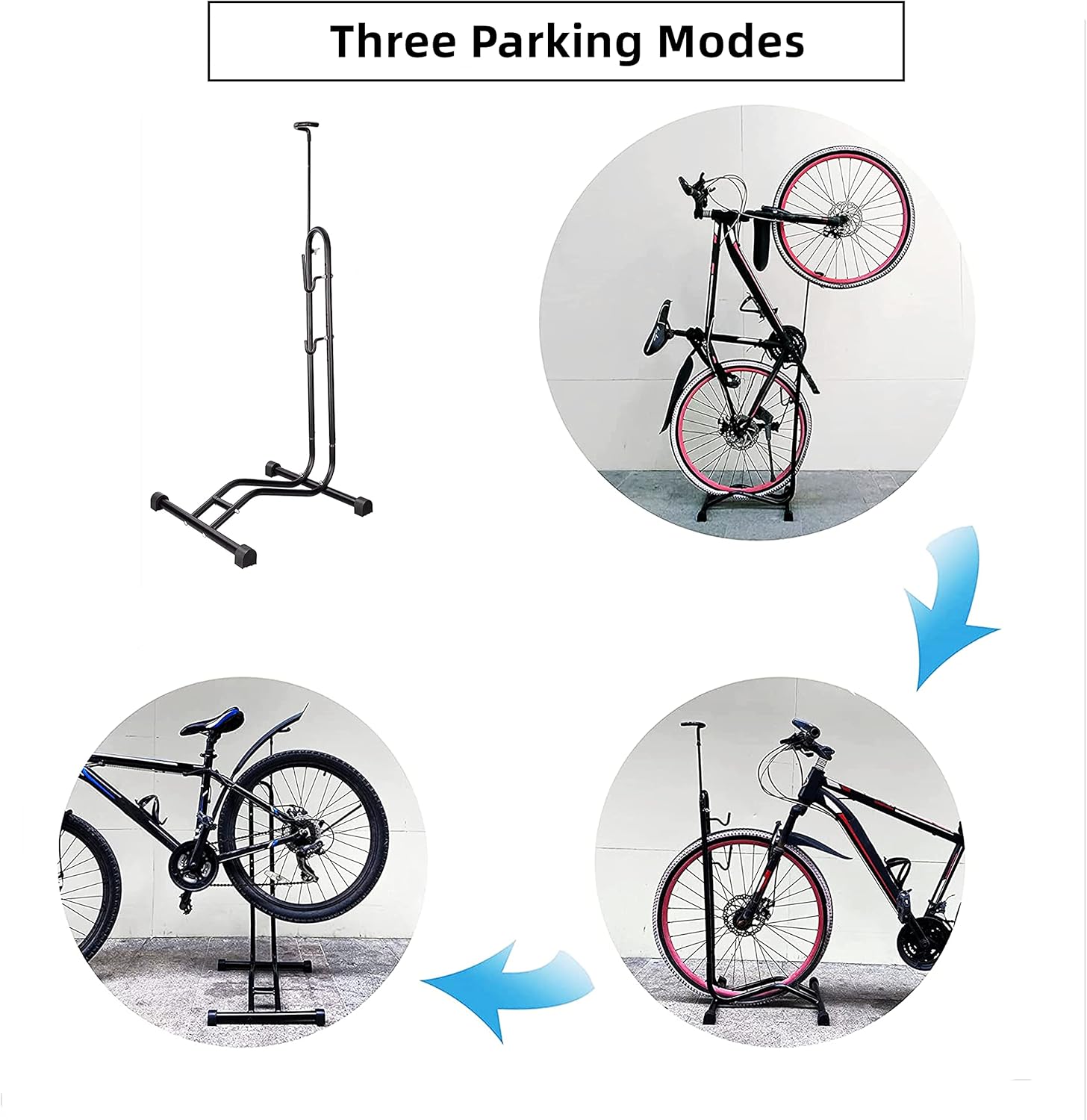 Bicycle Parking Stand, Premium Quality Vertical & Horizontal Adjustable Bicycle Floor Parking Rack, Fat Bike Stand