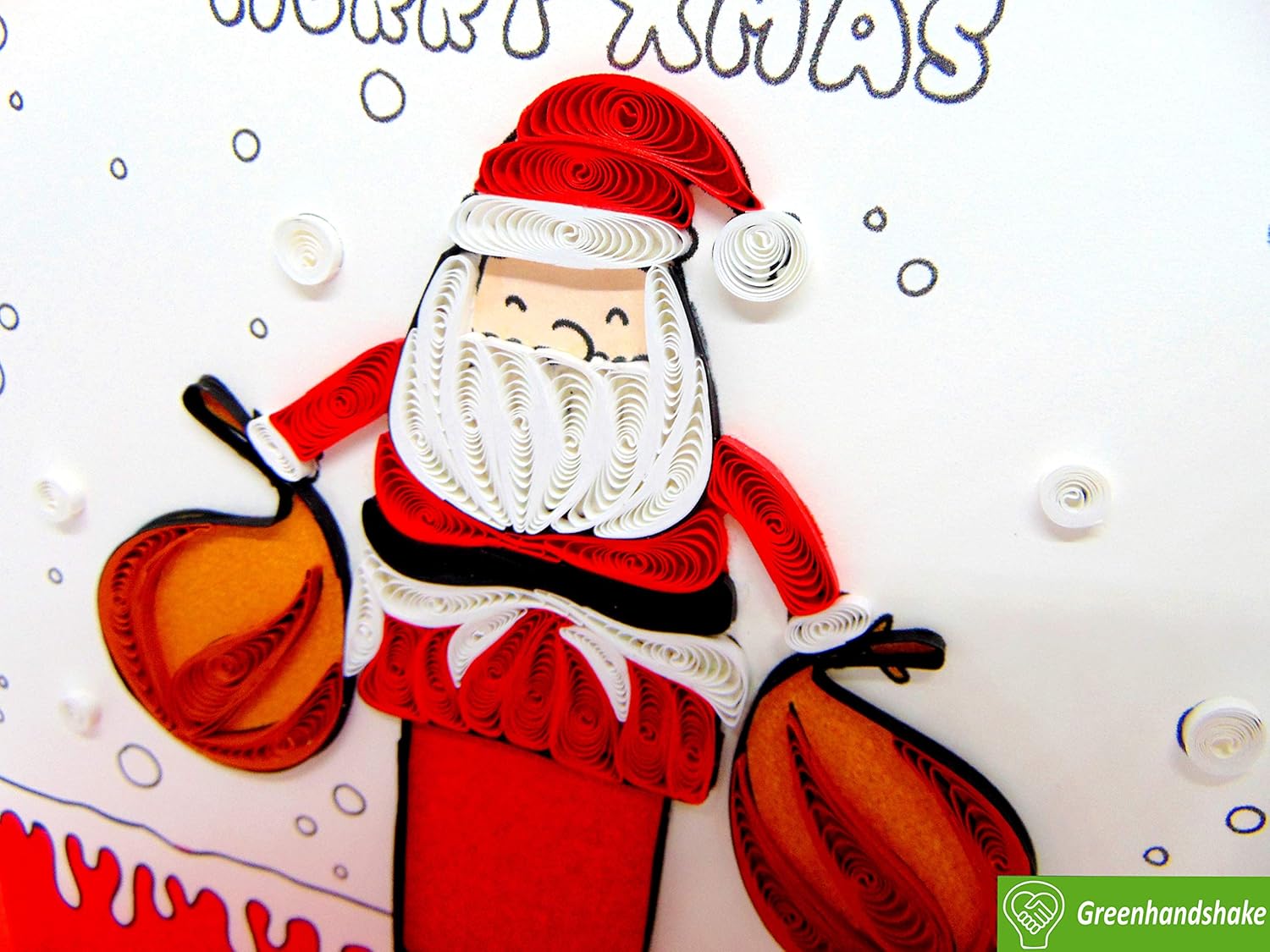 Tarjeta de Navidad Quilling Colección 3D  Tarjeta de felicitación única dedicada hecha a mano, diseño para todas las ocasiones (Santa Claus Climbing