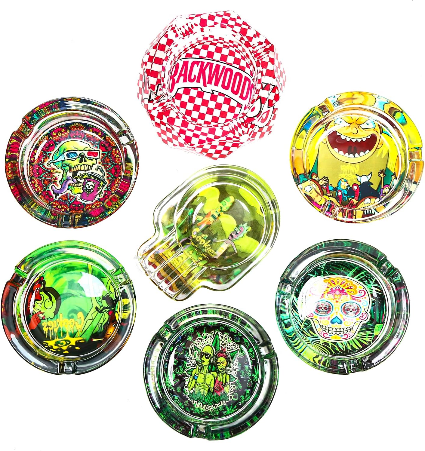 Cenicero de vidrio extra pesado de 3.5 pulgadas (calavera de película 3D)