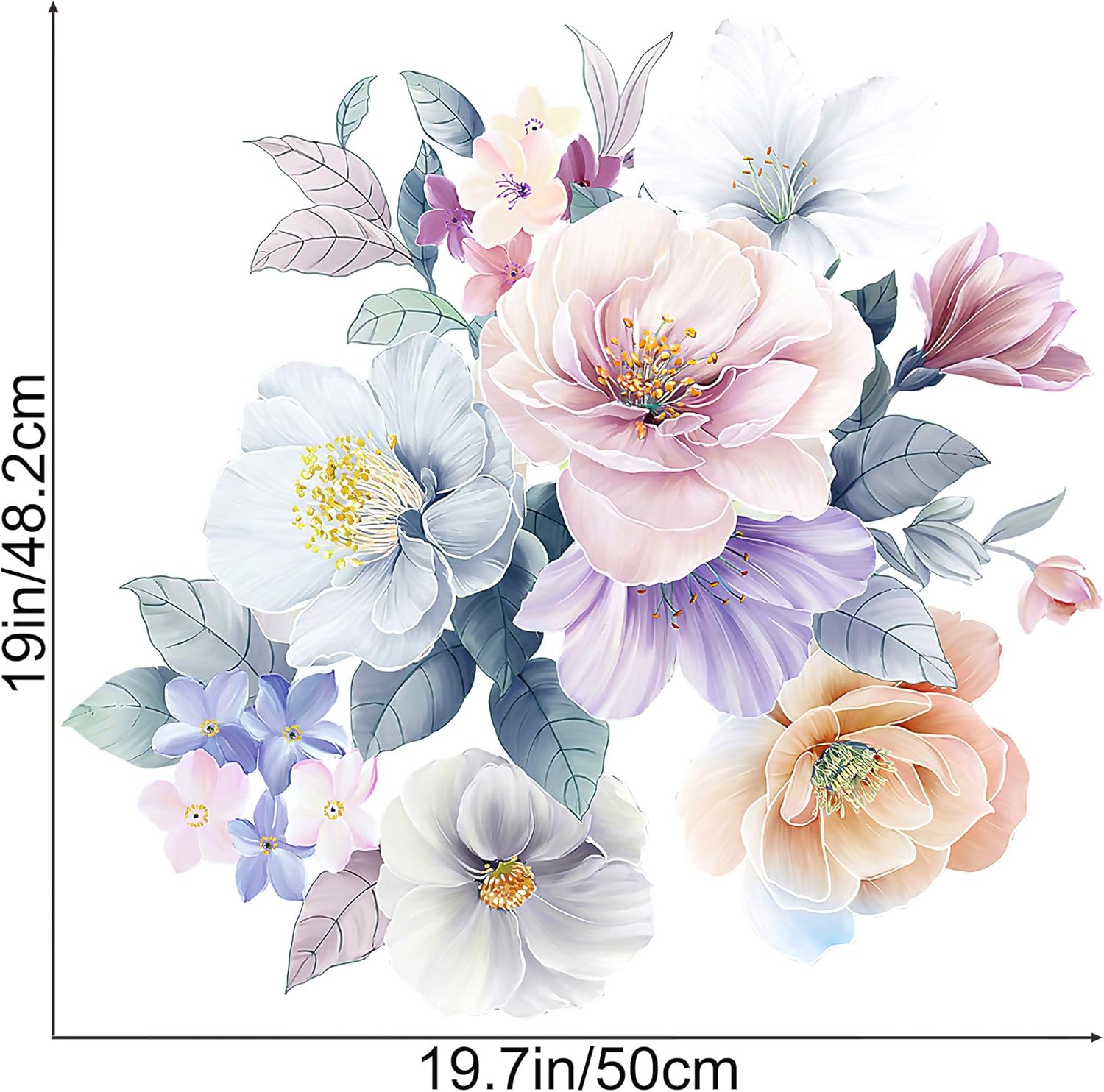 Calcomanías de pared con diseño de flores, diseño de rosas en acuarela, bricolaje, removibles, despegar y pegar, decoración artística de flores para
