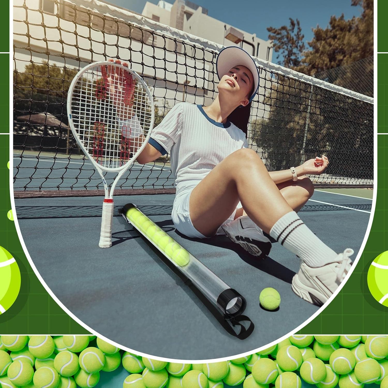 2 piezas de tubo de recogida de pelota de tenis con correa para el hombro, coleccionista de pelotas de tenis, soporte para pelota de tenis, 15