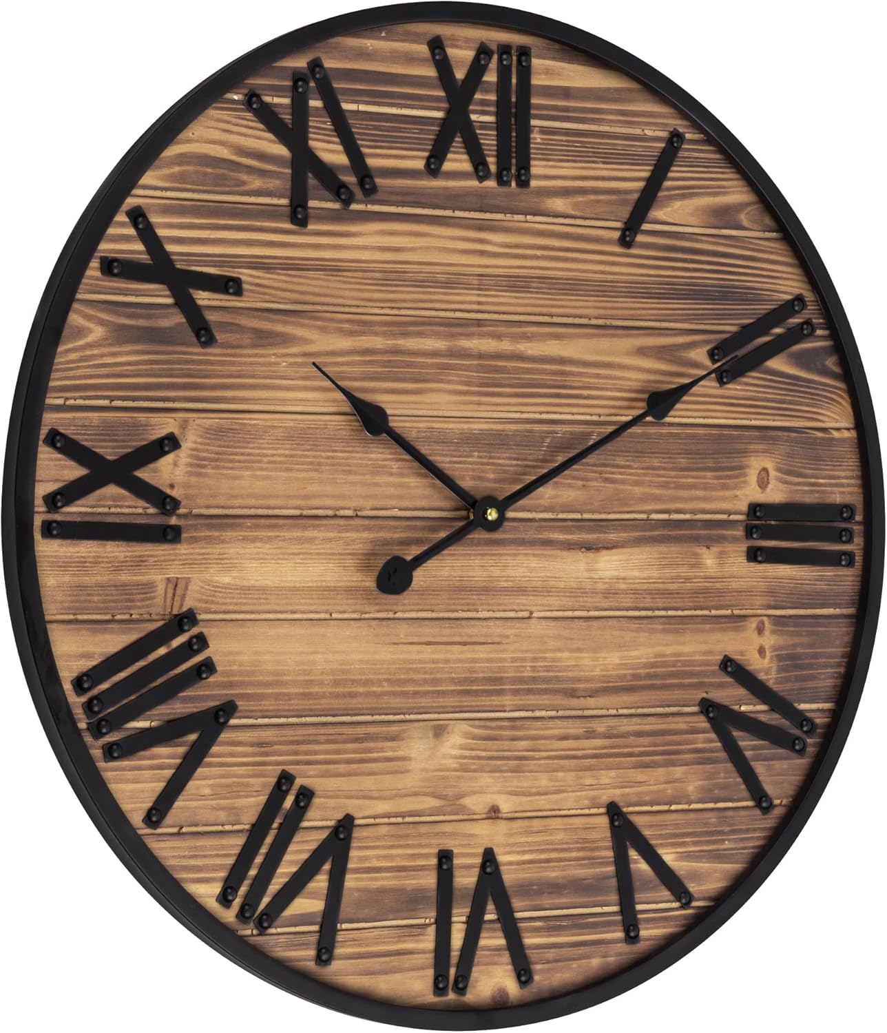 Reloj de pared grande de 24 pulgadas, relojes de pared de granja con pilas, decoración de pared rústica con marco de metal, reloj de pared