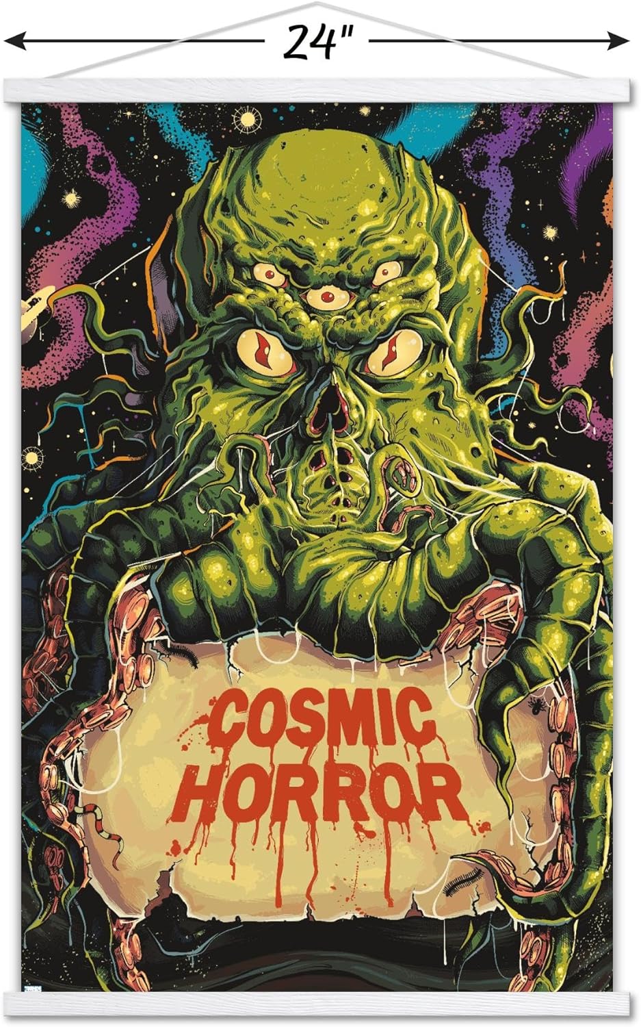Trends International Cthulhu Monster – Póster de pared clásico de terror con marco magnético
