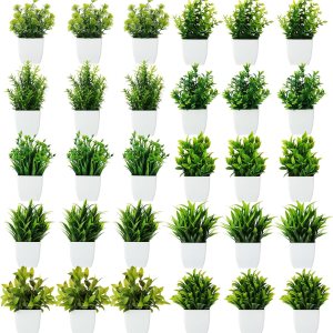 Jexine Pequeñas plantas falsas a granel, mini planta artificial a granel, planta sintética, plantas en maceta para decoración de interiores de baño, Jexine Pequeñas plantas falsas a granel, mini planta artificial a granel, planta sintética, plantas en maceta para decoración de interiores de baño,