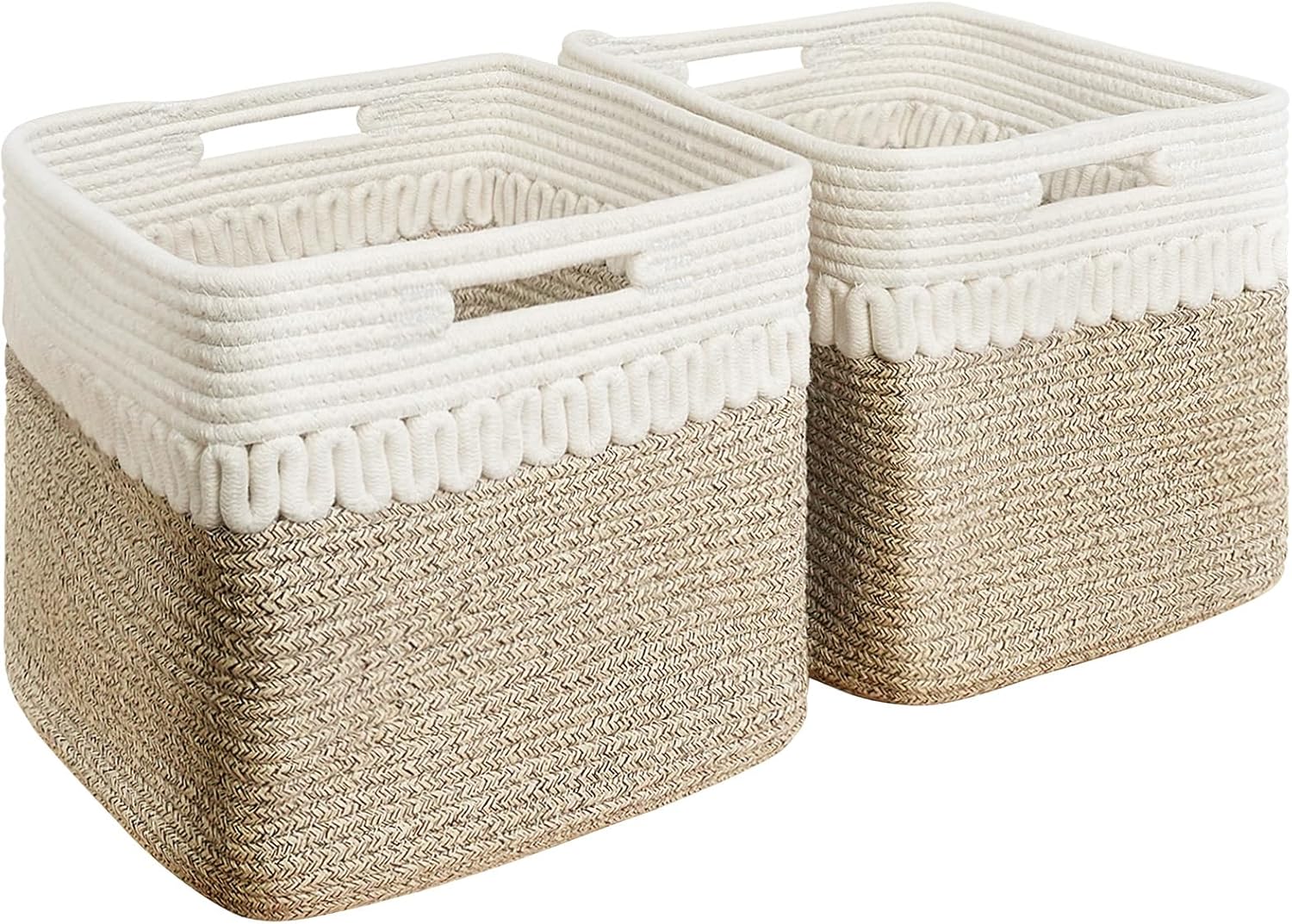 Paquete de 2 cestas de almacenamiento pequeñas, cubos de almacenamiento de 11 x 11 x 11 pulgadas para estantes, canasta de juguetes para bebés y