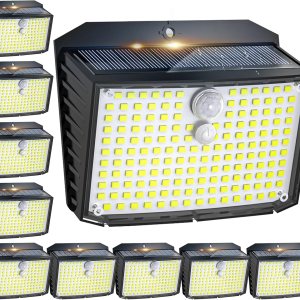 Katipeal Luces solares con sensor de movimiento para exteriores, 10 unidades158 LED3 modos Luces superbrillantes para valla con impermeabilidad Katipeal Luces solares con sensor de movimiento para exteriores, 10 unidades158 LED3 modos Luces superbrillantes para valla con impermeabilidad