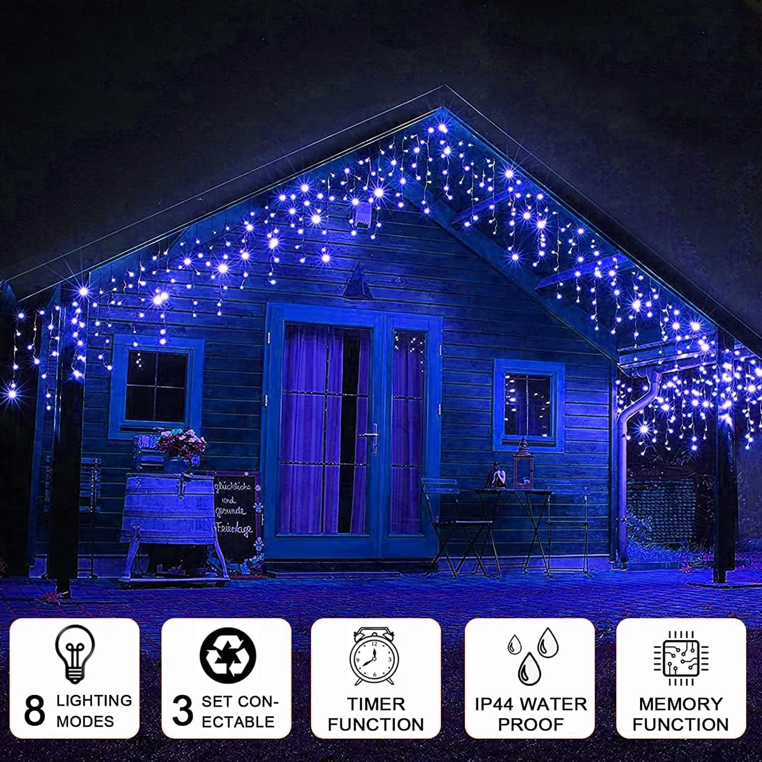 TuoPuLife Luces LED de carámbano para exteriores, 32.8 pies, 400 luces LED de Navidad con temporizador, impermeables, conectables, cortina de