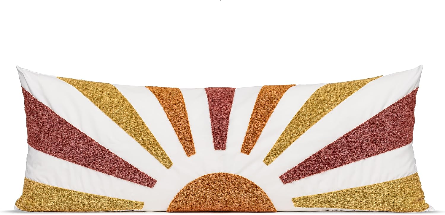 Sweet Jojo Designs Funda de almohada corporal unisex de estilo bohemio desgastado chic con diseño de sol y niña, funda de almohada decorativa para