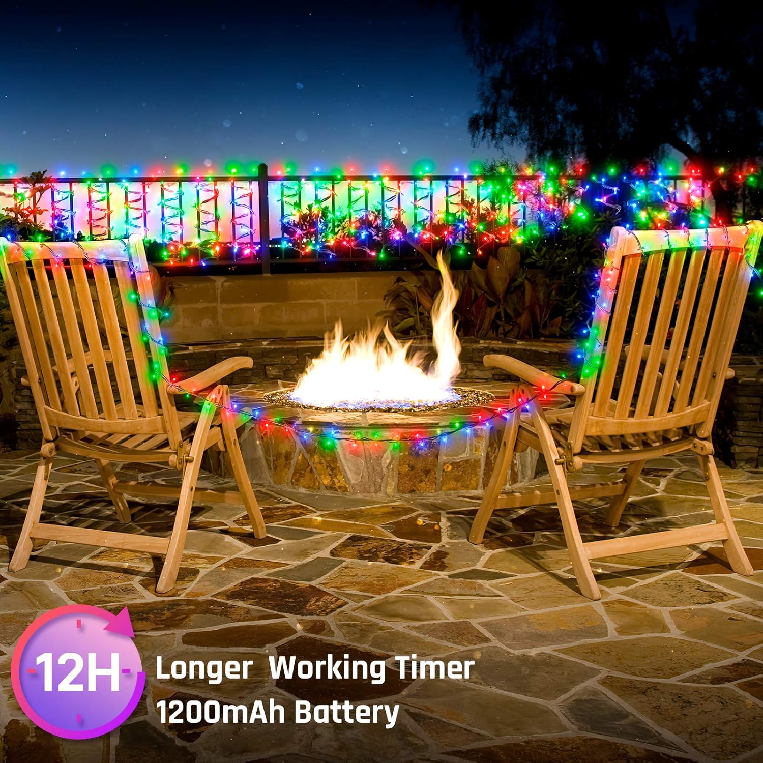 Tira de luces solares de Navidad para exteriores, 2unidades, 72pies, 200LED, 8modos, guirnalda impermeable de luces para jardín, patio, valla,