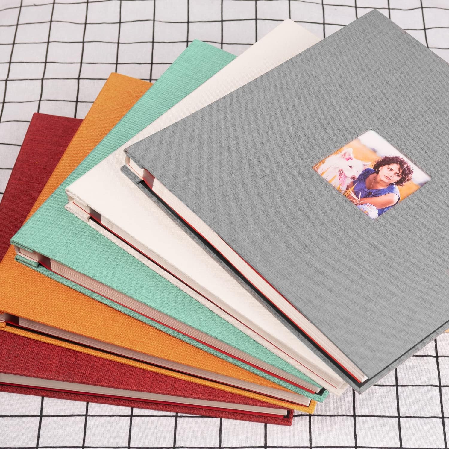 Álbum de fotos autoadhesivo grande, 60 páginas adhesivas (13 x 12.6 pulgadas), lino blanco para fotos de todos los tamaños, con 10 bolígrafos