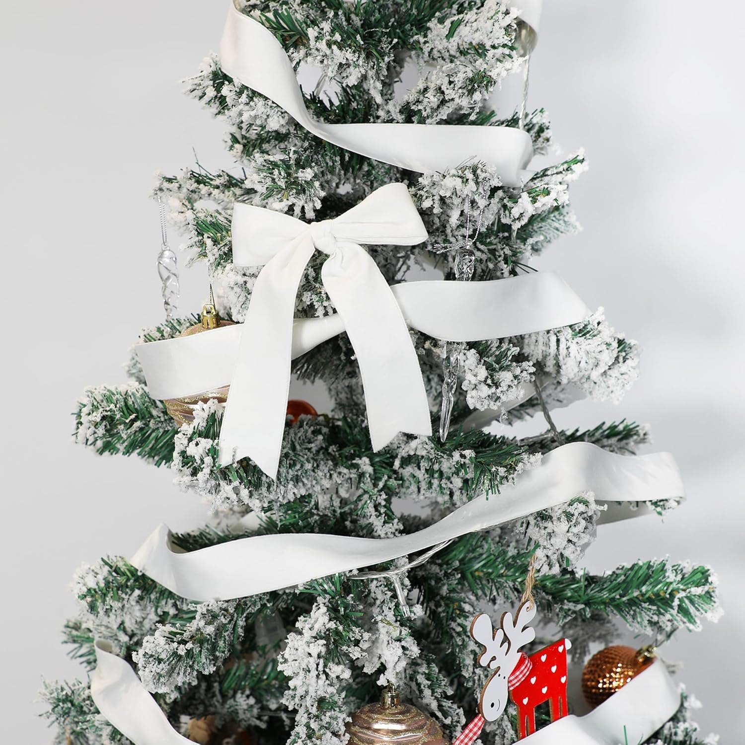 Cinta de terciopelo blanco, cinta de tela hecha a mano de 1-12 pulgadas de ancho para decoración de árbol de Navidad, ramo de flores, decoración de