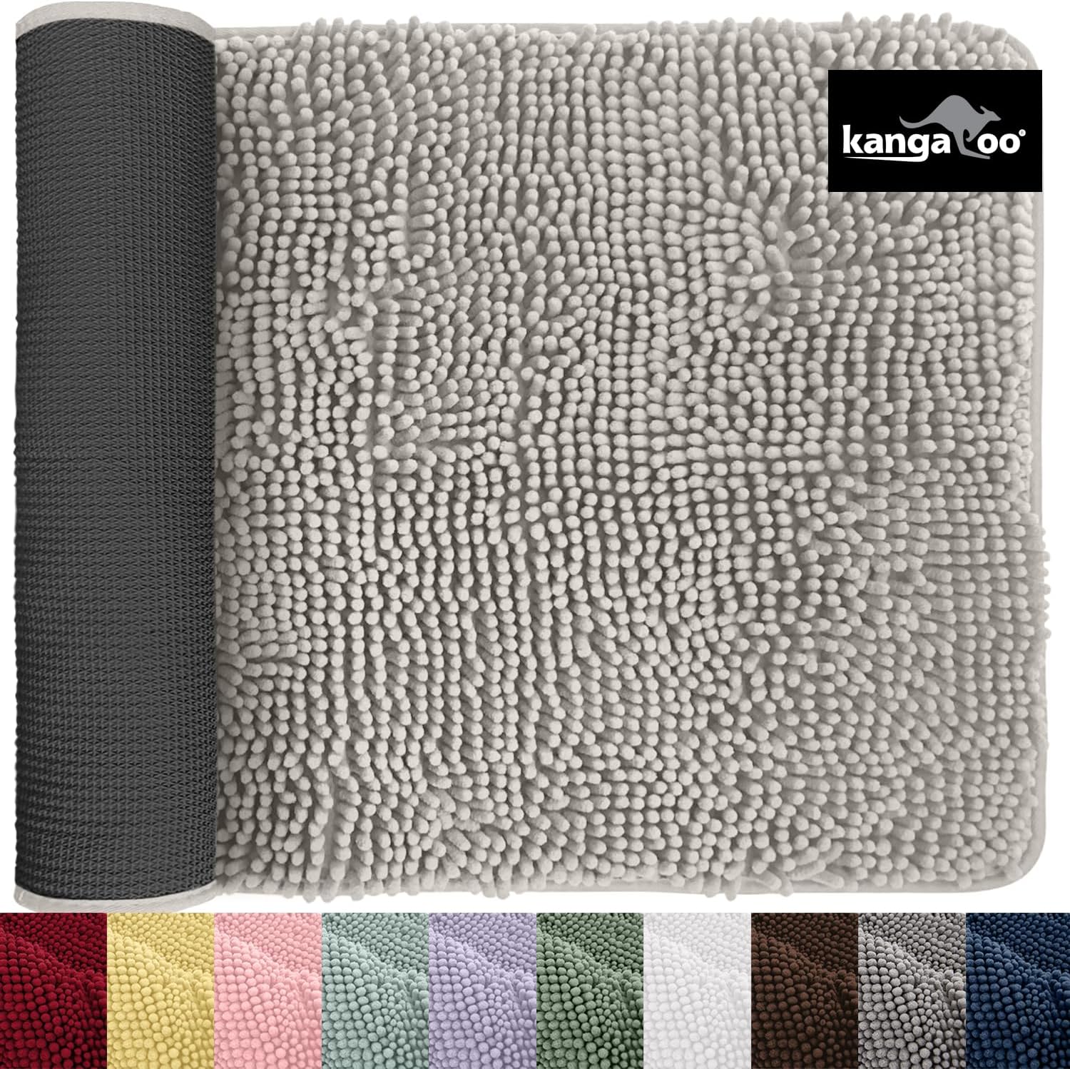 Kangaroo – Alfombra de baño de chenilla, extra suave y absorbente, lavable a máquinaseco, parte inferior fuerte, alfombrillas de felpa para el