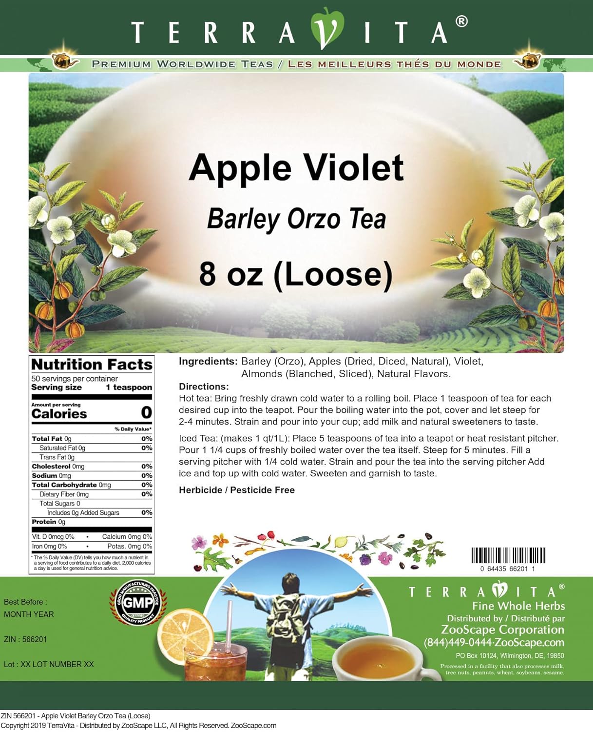 Té Orzo de Cebada Violeta de Manzana (Suelto) (8 oz, ZIN 566201)