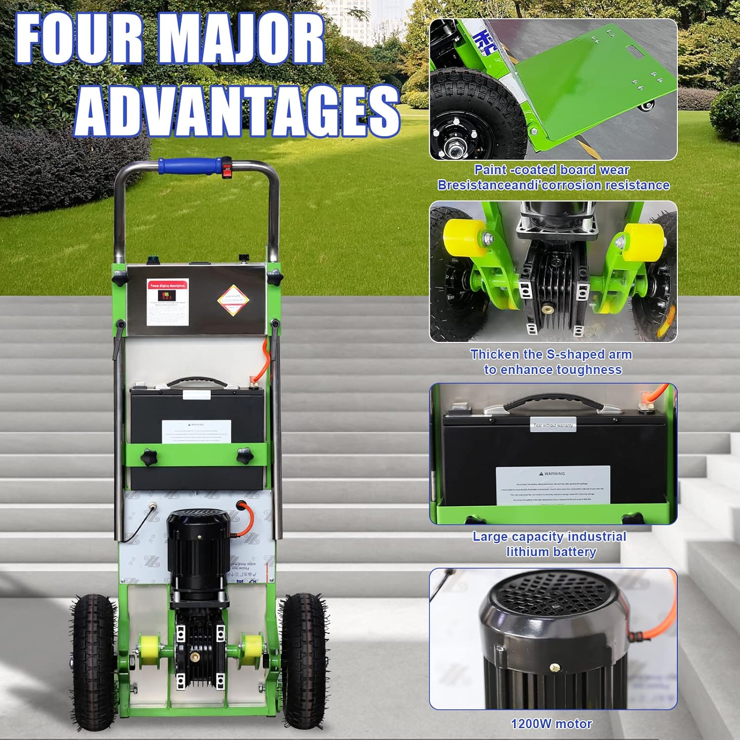 Carrito de mano eléctrico para escaleras, 20 Ah, para mover, capacidad máxima de 880 libras, resistente, escalador de escaleras con mango plegable y