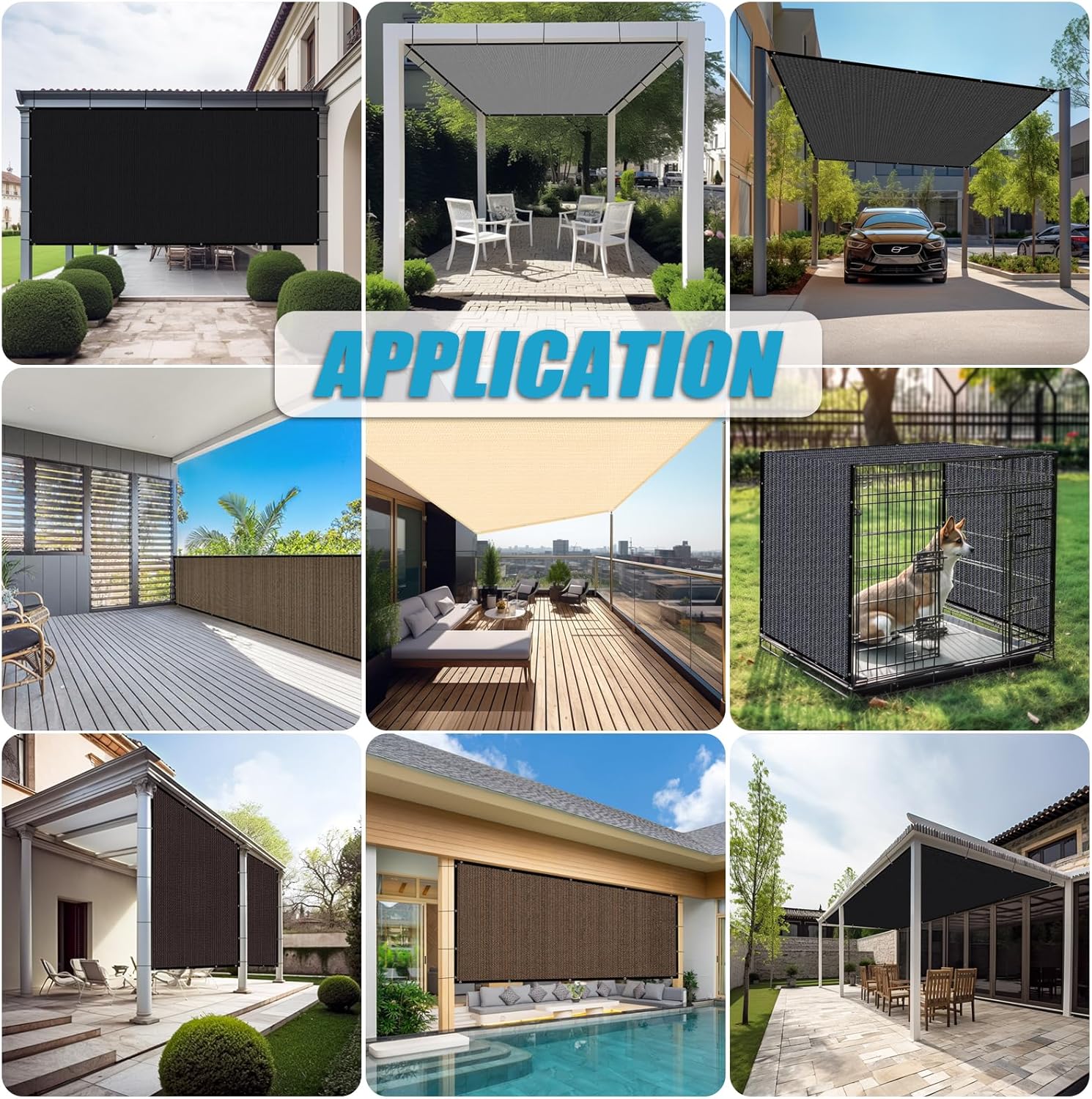 Amagenix 90% paño para sombra solar con ojales, 6 x 10 pies, para pérgola de repuesto, para toldo, pantalla de privacidad para patio al aire libre,