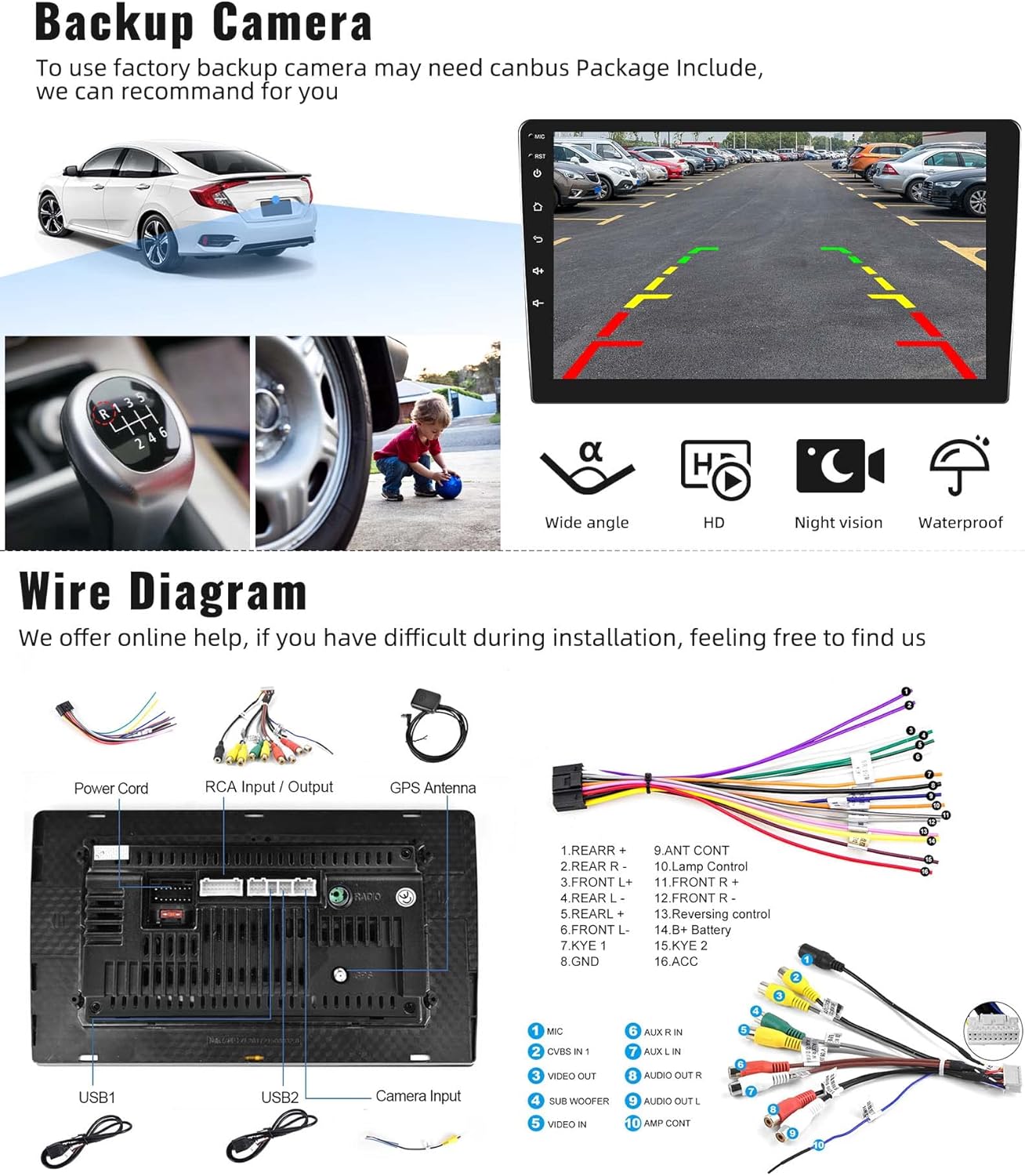 SIXWIN Radio estéreo de coche Android para Honda Civic 2016-2020 con pantalla táctil de 9 pulgadas, radio de coche con navegación GPS Bluetooth, 24