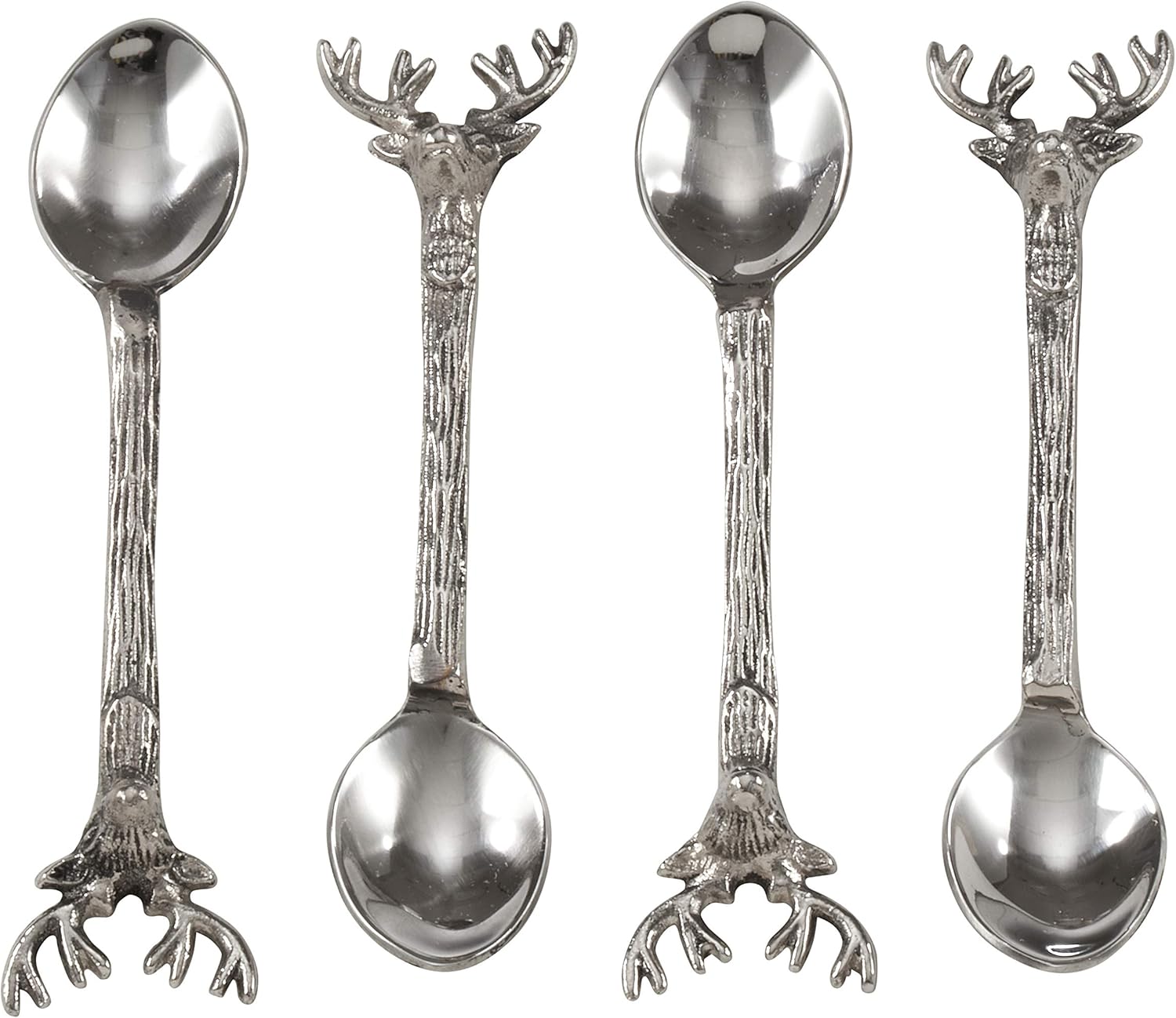 Silver Reindeer – Cuchara de cóctel (4 unidades, de latón, acero (solo cuchara)