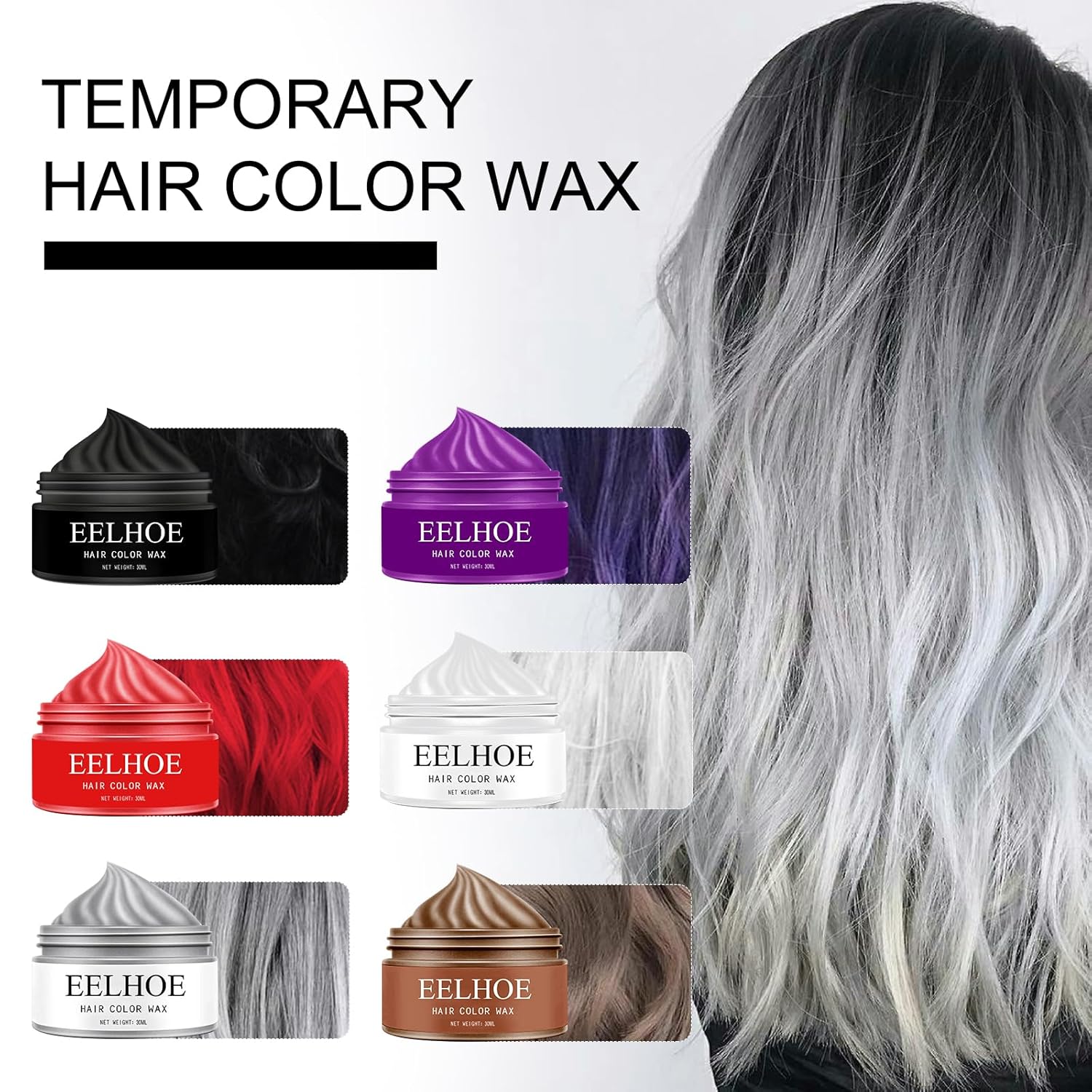 Color de cera temporal para el cabello, color rojo, no tóxico, color instantáneo, color crema temporal lavable para el cabello, pomadas de cabello
