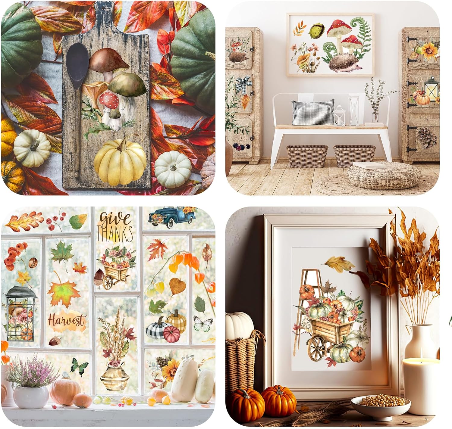 12 hojas de calcomanías clásicas para transferencias para manualidades y muebles, calcomanías clásicas de trineo, piña, calabaza, para hogar,