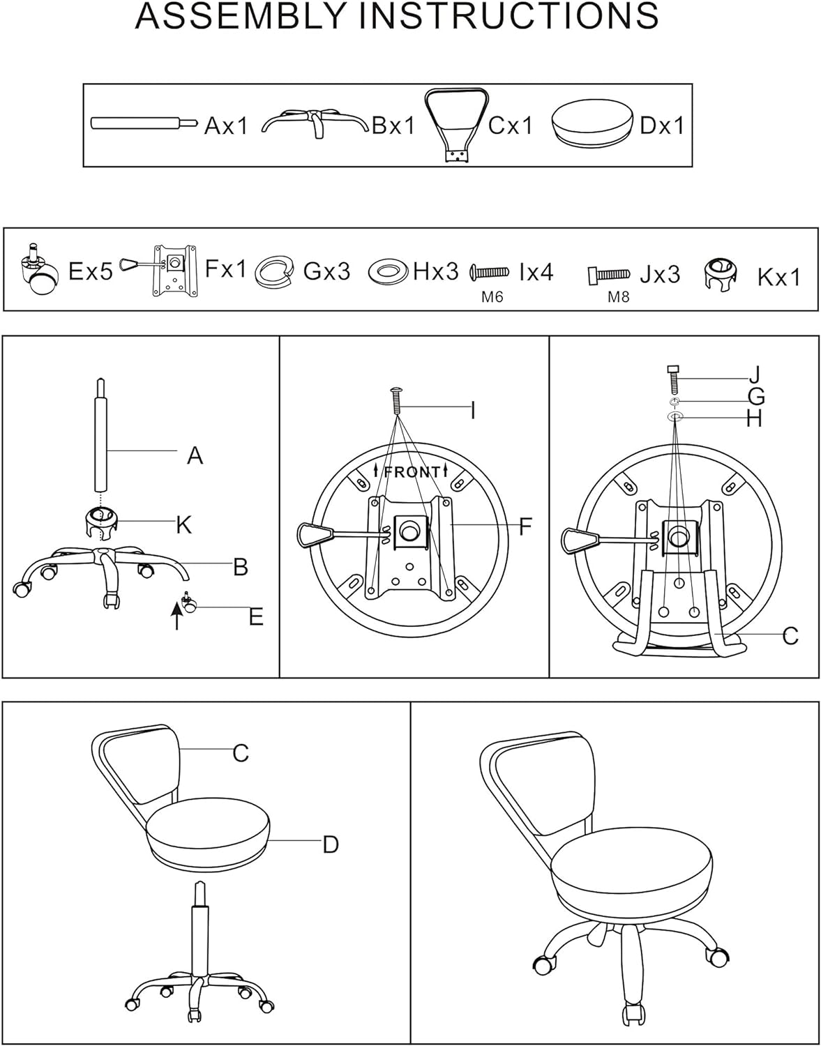 Dayton Asiento con ruedas para garaje (negro mate) neumático, taburete corto con altura ajustable de 13 a 15 pulgadas, perfecto para mecánico de