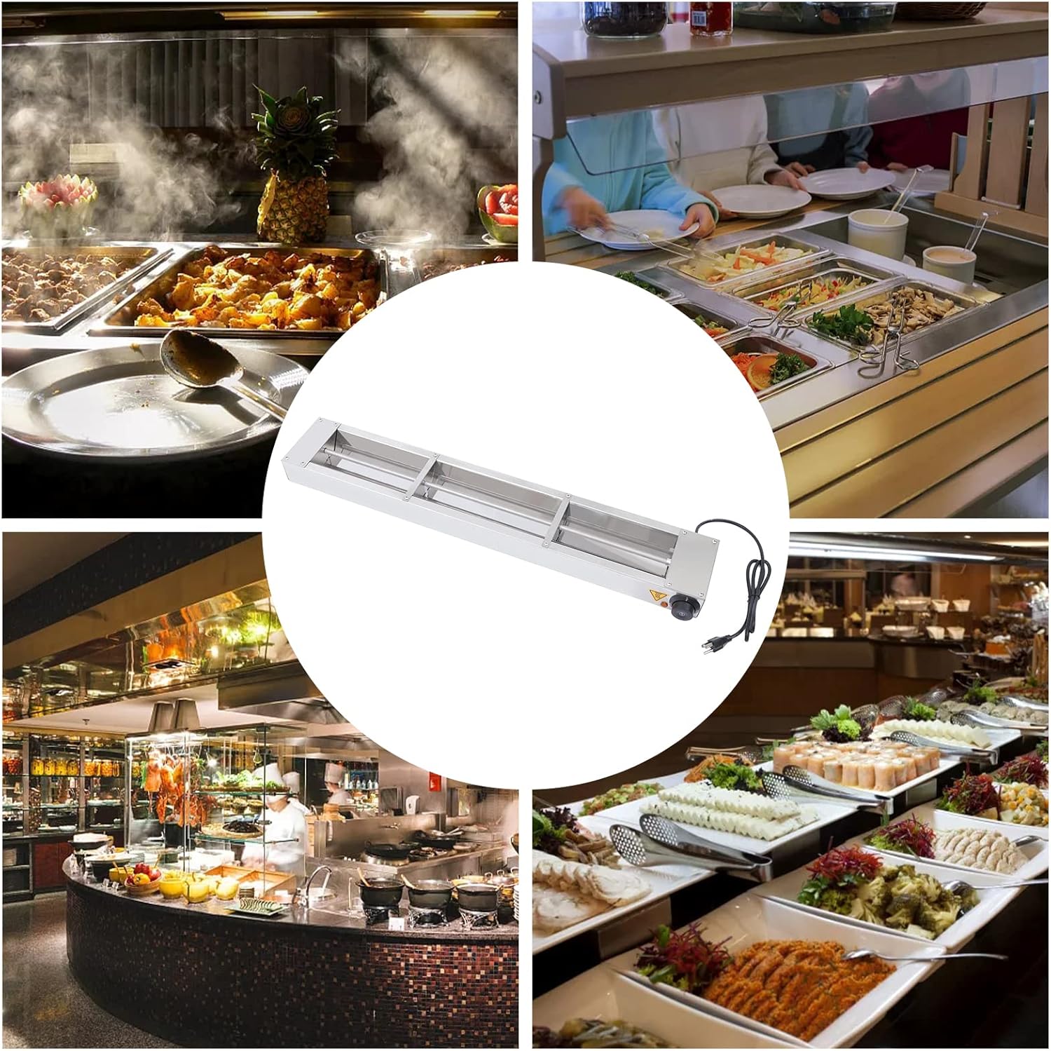 Lámpara eléctrica comercial de calor de alimentos de 36 pulgadas, 110 V, 600 W, calentador de alimentos con temperatura ajustable de 30  a 185.0 F,