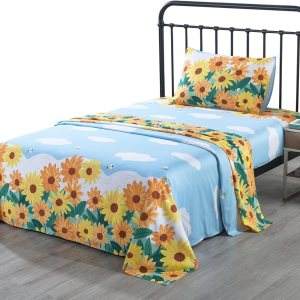 MarCielo SH018 – Sábana de cama para niños, de algodón, para niñas, adolescentes, niños, SH018 (individual), azul, VC_SH_TYH_T MarCielo SH018 – Sábana de cama para niños, de algodón, para niñas, adolescentes, niños, SH018 (individual), azul, VC_SH_TYH_T