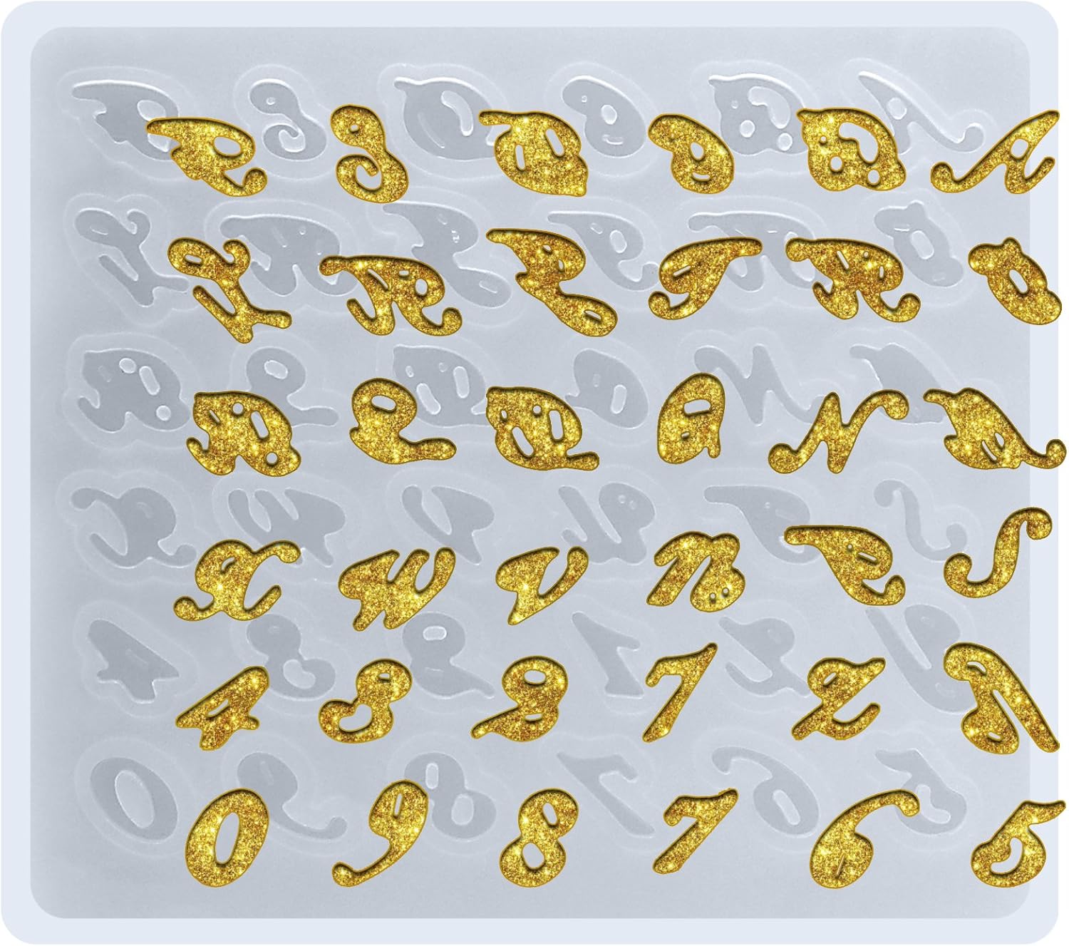 Funshowcase Mini calcomanía alfabeto y números joyería inicial resina epoxi molde de silicona