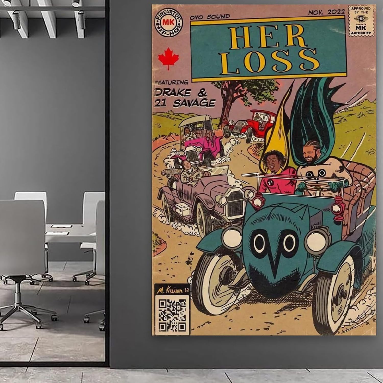 TAICI Drake & 21 Savage – Póster de álbum con texto en inglés Her los, pósteres musicales de cómic, lienzo estético, arte de pared, decoración de