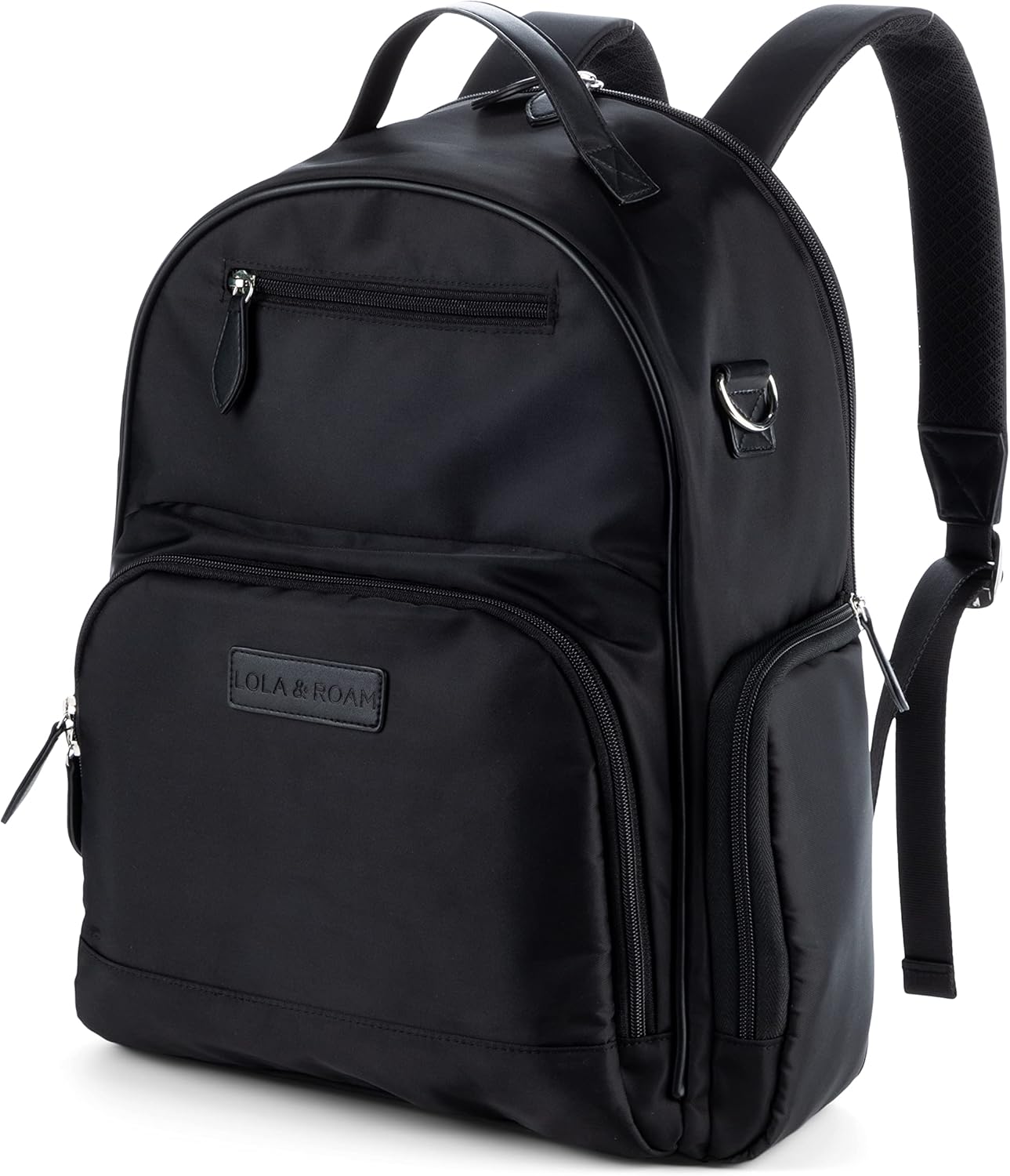 LOLA & ROAM Mochila para pañales de nailon, compartimento térmico aislado, 5 accesorios, materiales ligeros y duraderos, compartimentos separados