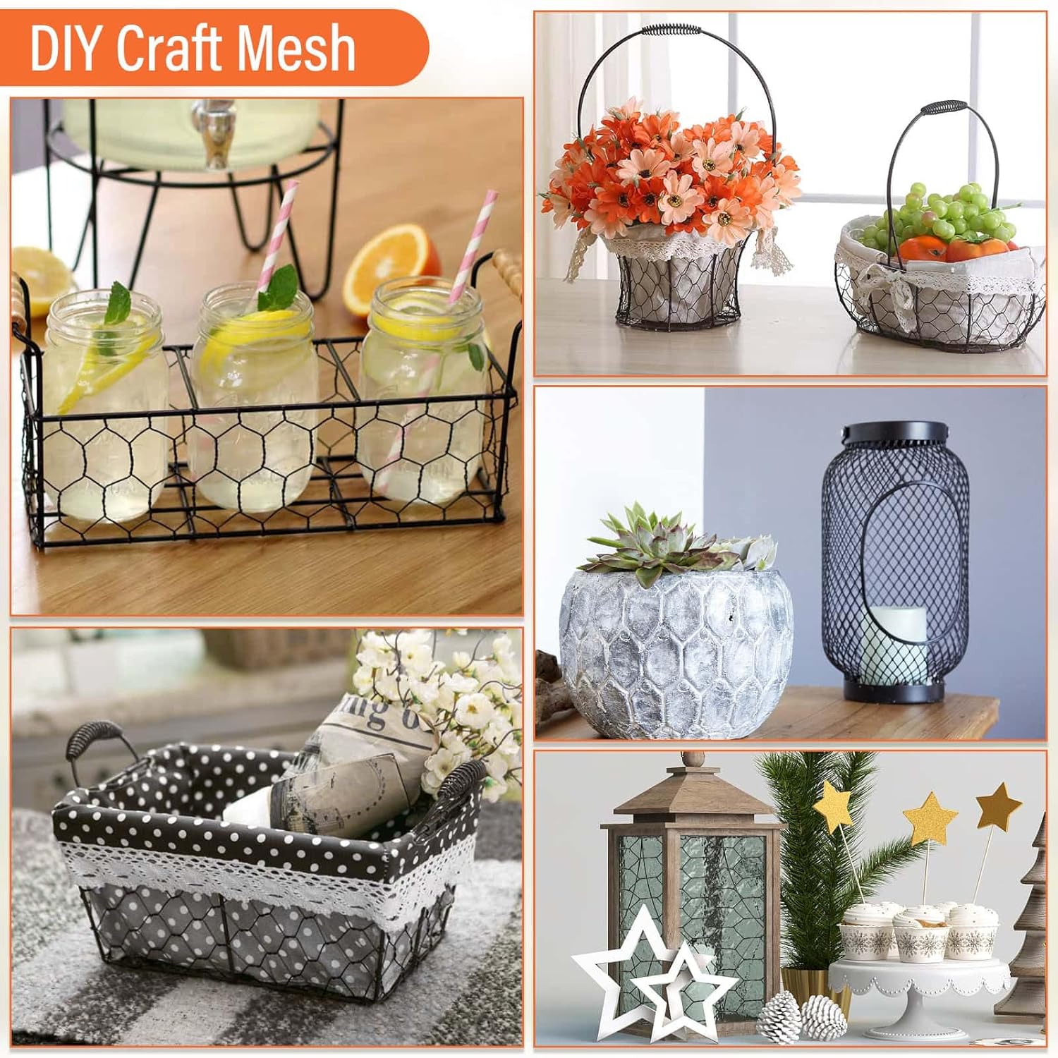 Cerca de alambre de pollo negro para arreglos florales, rollo de malla de alambre galvanizado hexagonal de 15.7 pulgadas x 9.8 pies para