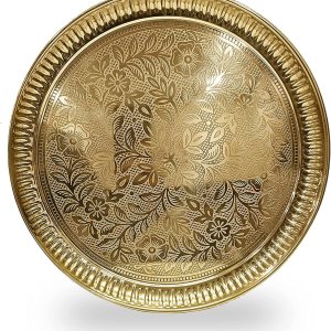 CRAFTSMAN 10 pulgadas de latón puro Nakshi diseño de flor en relieve Aarti Puja Nakashi Thali Plato Prasad Chandan Karwachauth Diwali Festival indio CRAFTSMAN 10 pulgadas de latón puro Nakshi diseño de flor en relieve Aarti Puja Nakashi Thali Plato Prasad Chandan Karwachauth Diwali Festival indio