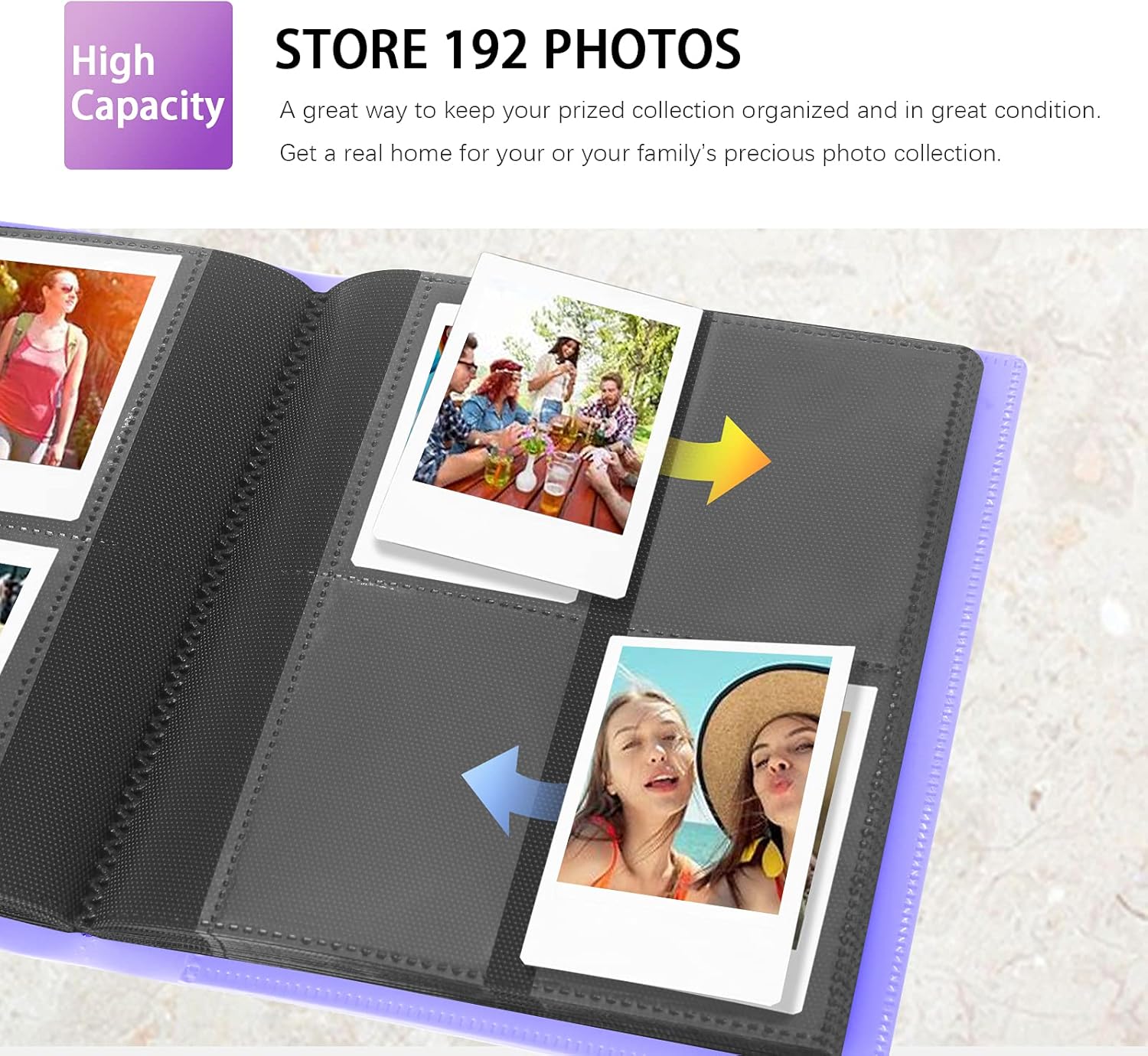 Álbum de 192 fotos para cámara Fujifilm Instax Mini, álbum de fotos de 2 x 3 para Fujifilm Instax Mini 11, 12, 9, 90, 70, 40, 8, cámara instantánea