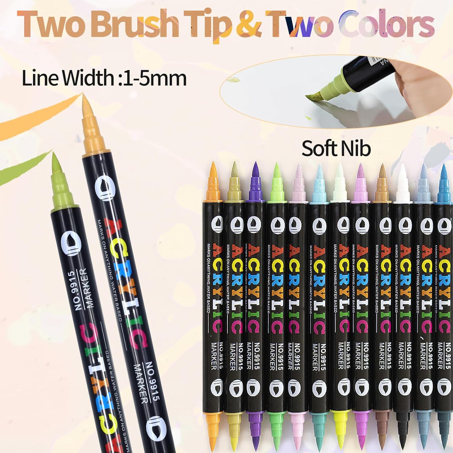HYHJMISTY 72 colores, juego de bolígrafos de pintura acrílica de doble punta extra fina, marcadores de pintura acrílica permanente para pintura de