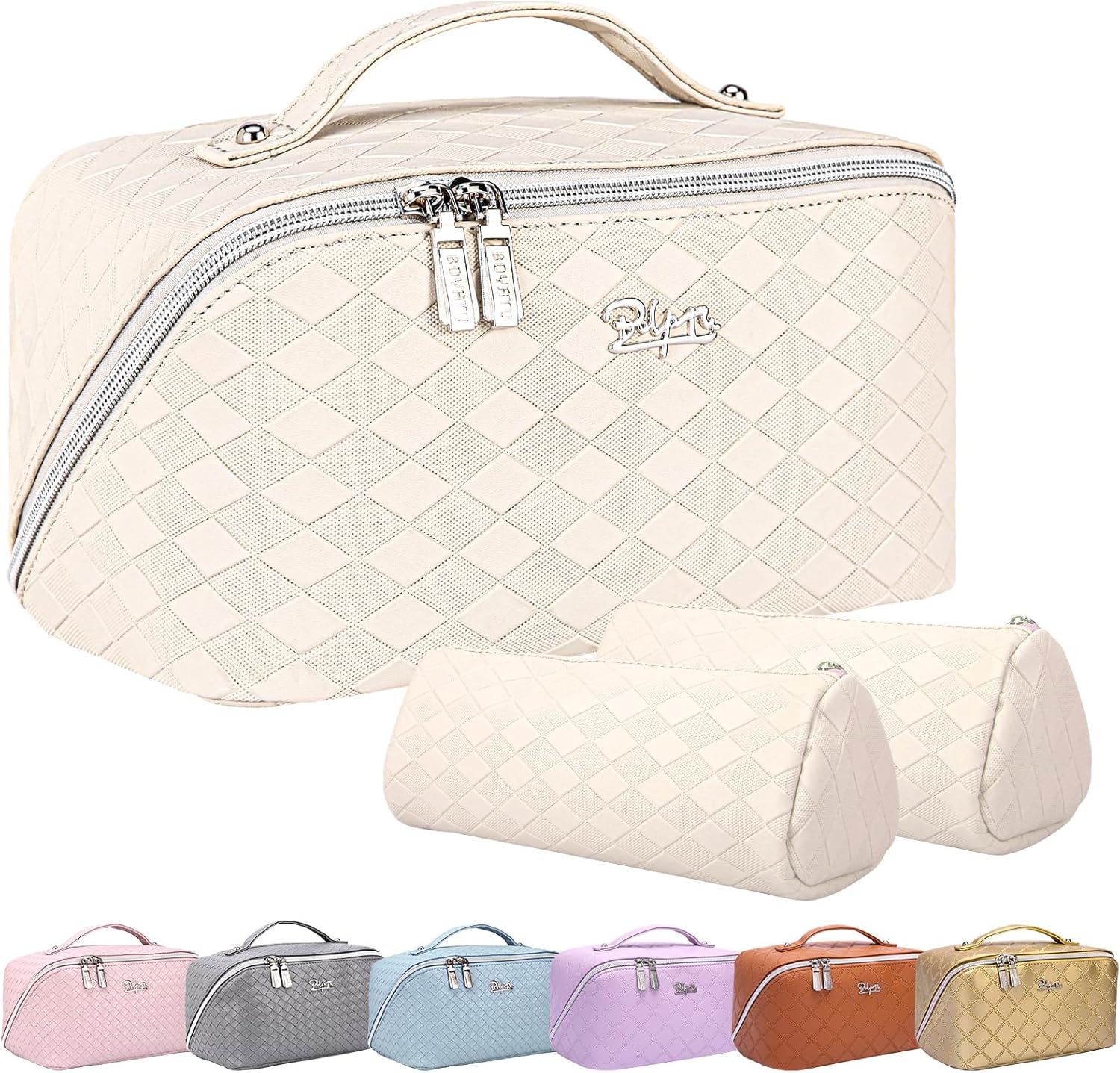 Bolsa de maquillaje organizadora de viaje para cosméticos juego de 3 bolsas de aseo de gran capacidad para mujeres, bolsa de maquillaje portátil con