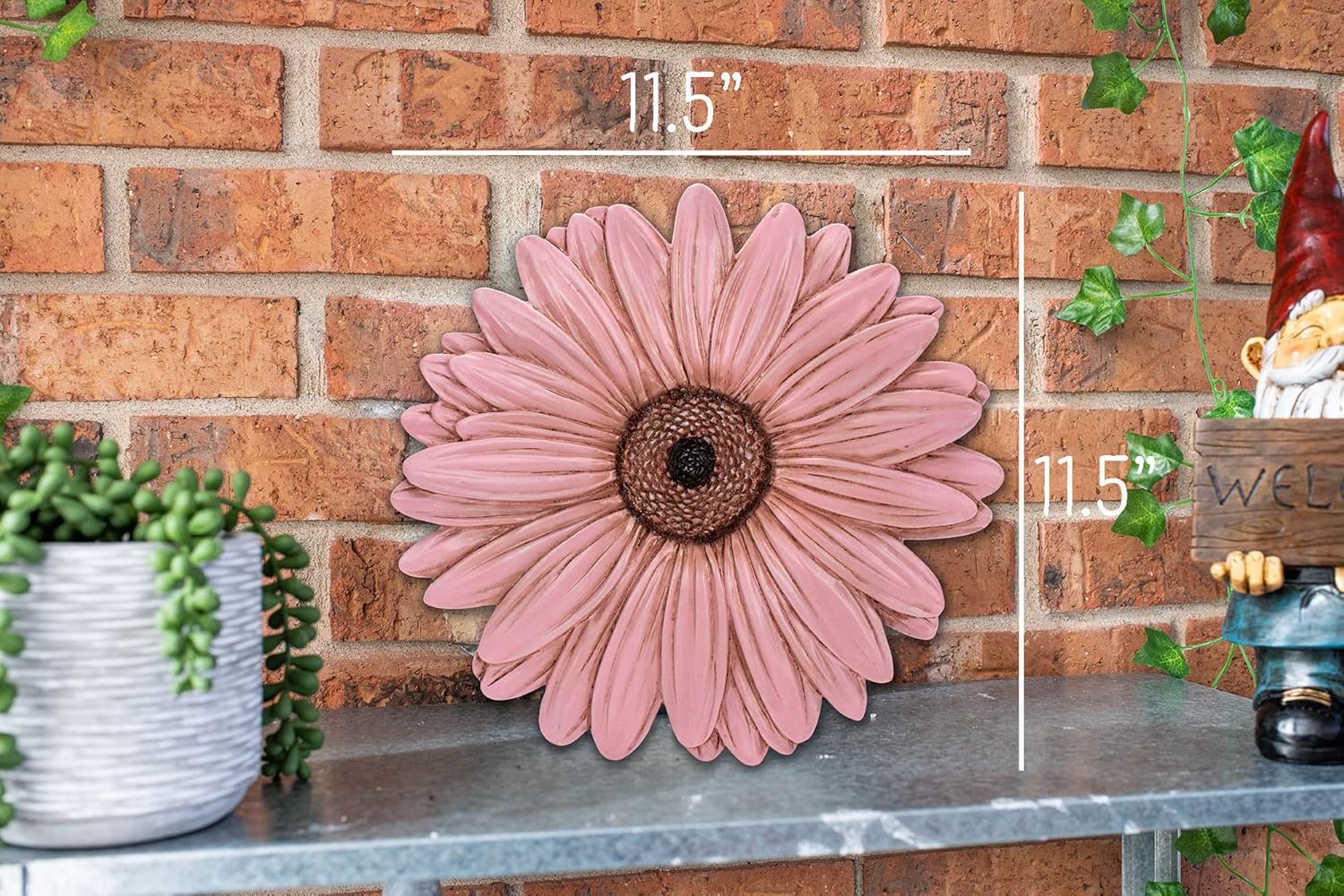 NAT & Jules Gerbera – Piedra decorativa de resina fundida en resina fundida de 12 pulgadas en forma de margarita, patio, escultura de pasarela, arte