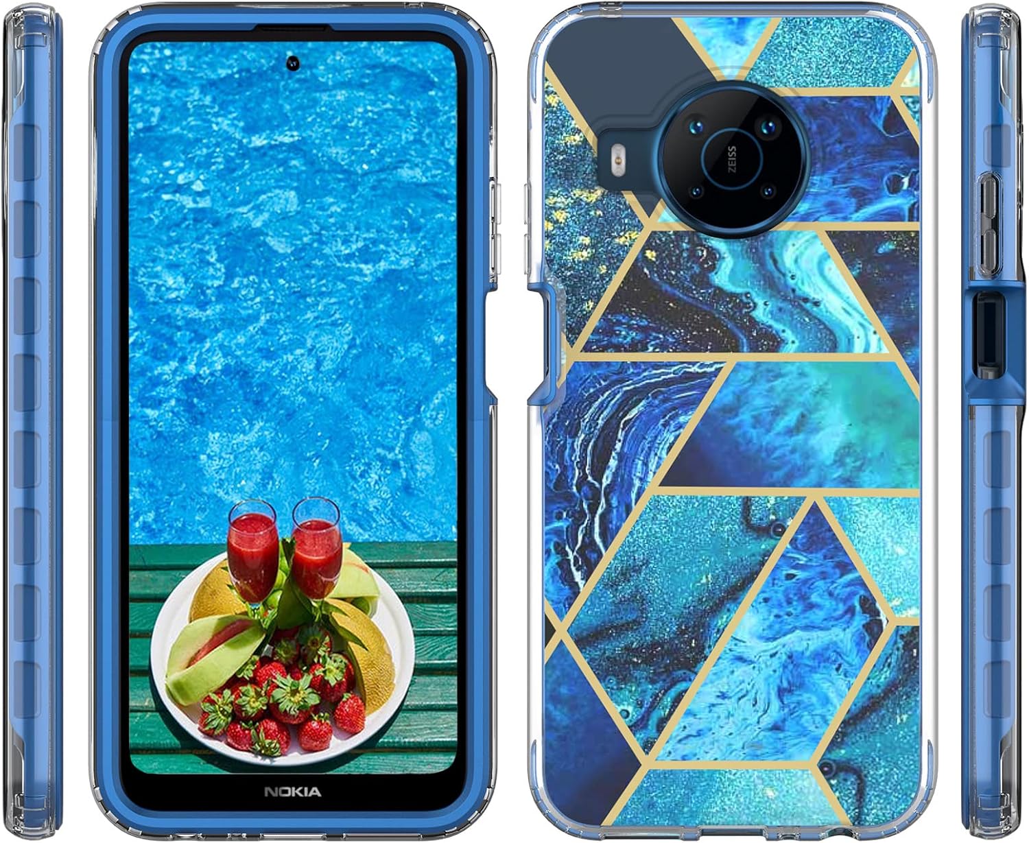 Jeylly Funda para Nokia X100 con protector de pantalla de vidrio templado, marco frontal duro de cuerpo completo y funda protectora de silicona