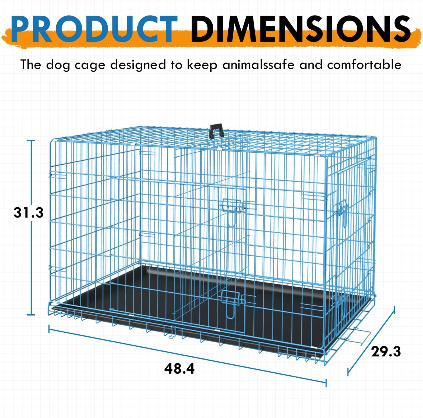PayLessHere Jaula grande para perros medianos y grandes, jaula de metal para perros de doble puerta, plegable, para interiores y exteriores, con