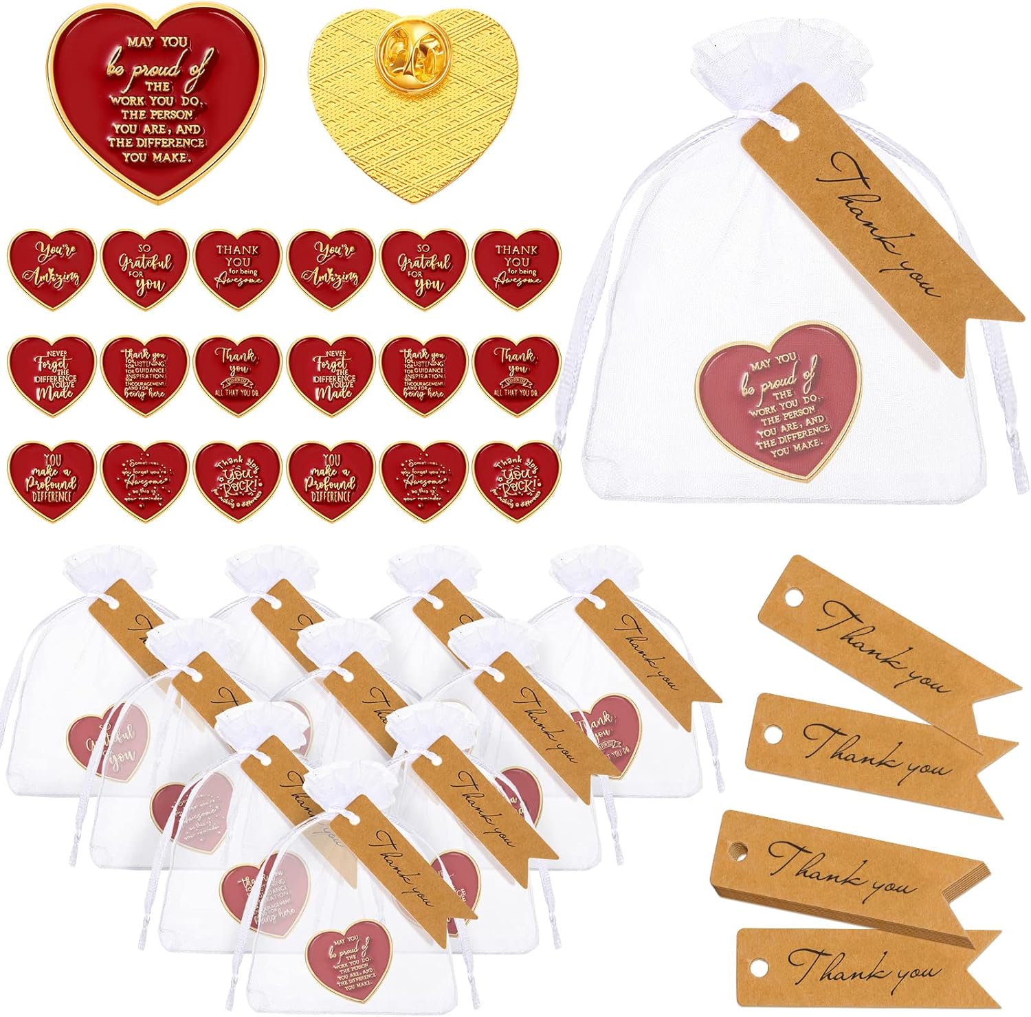 Sasylvia Juego de 50 pines de solapa para regalo de agradecimiento al profesor, broche de enfermera del mes, recuerdos de bolsillo con tarjeta de