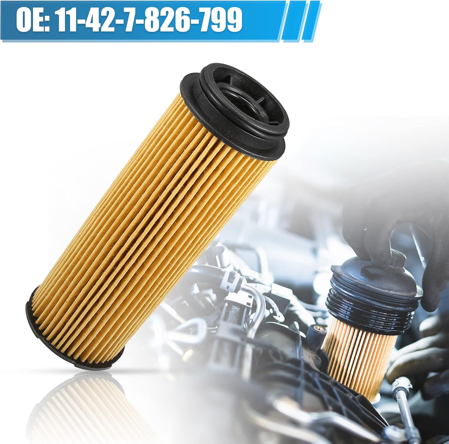 X AUTOHAUX 6 piezas de repuesto de filtro de aceite de motor 11-42-7-826-799 Filtro de combustible de aceite para BMW 740i Base 3.0L L6 – Gasolina