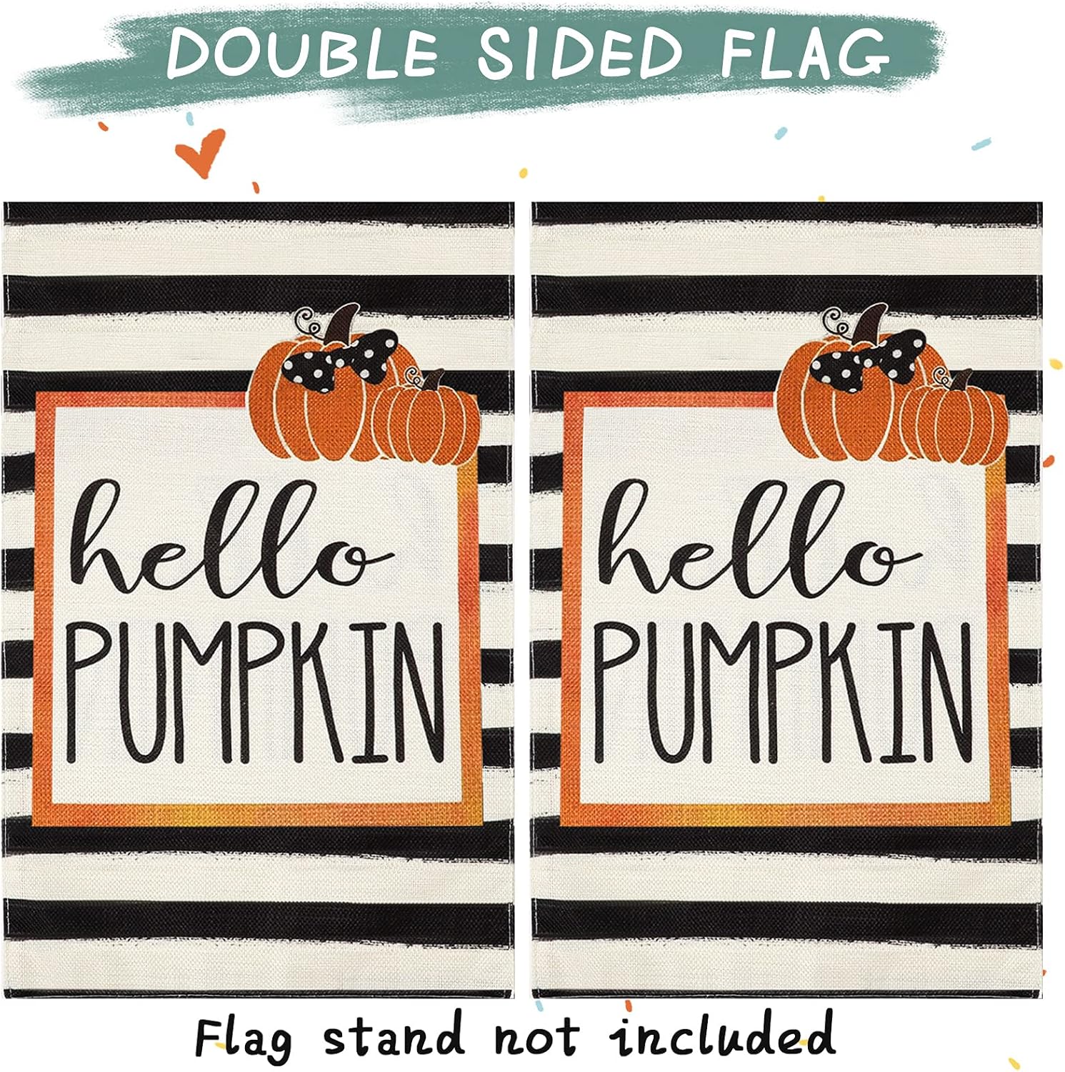 2 banderas de jardín de Halloween, bandera de jardín de otoño, bandera de truco o trato de Hello calabaza, bandera vertical de arpillera de doble