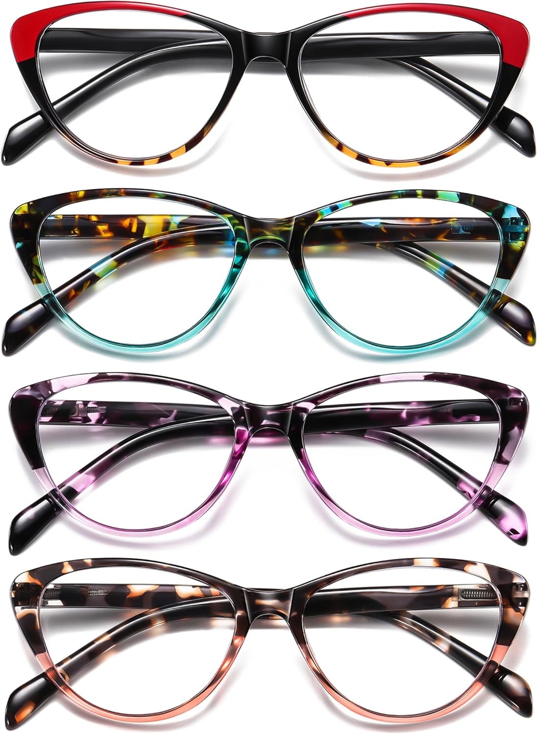 Lentes de lectura de ojo de gato para mujer, bloqueo de luz azul, lectores para mujer 3.5 con bisagras de resorte cómodas, anteojos de diseñador de