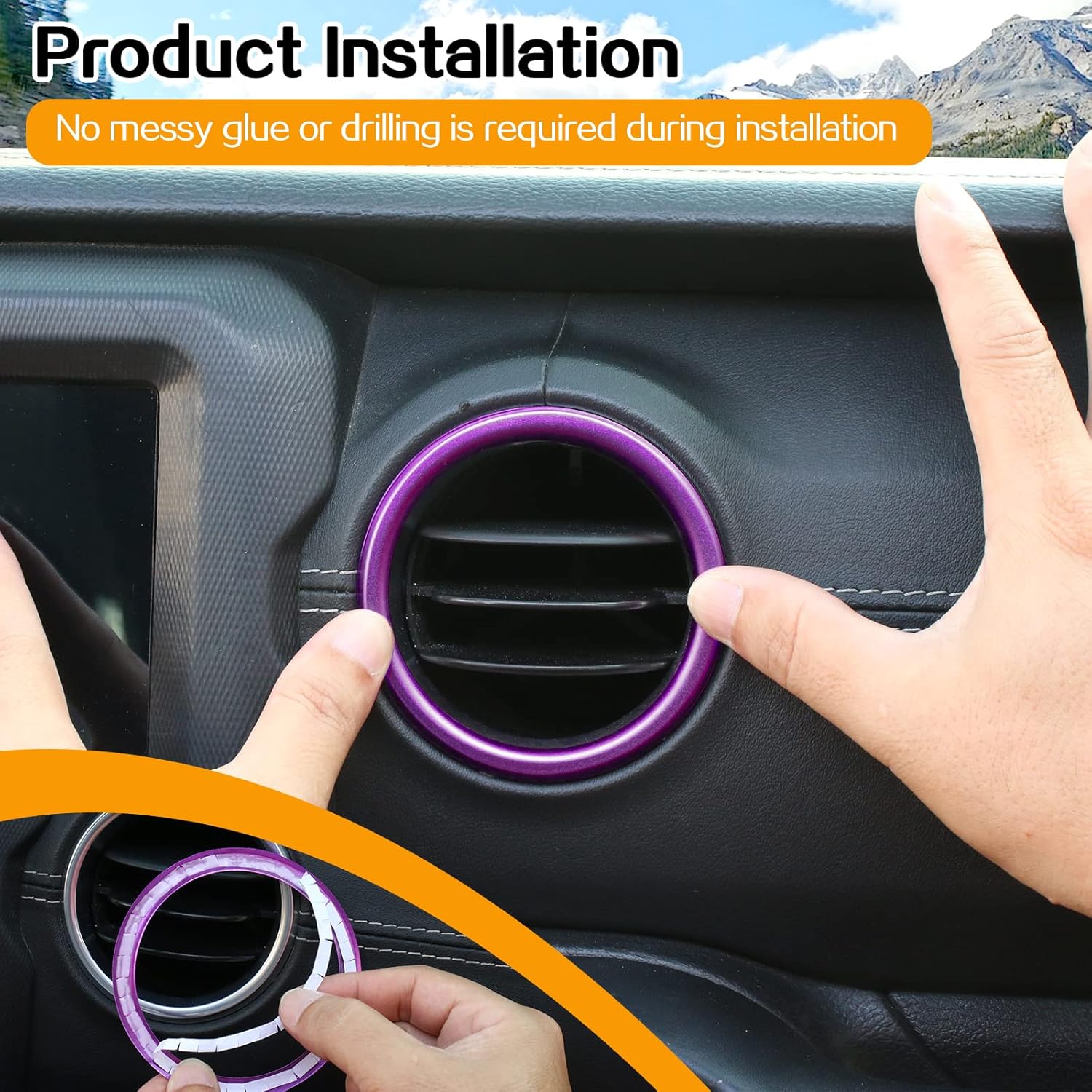 Hoolcar Cubierta de anillo de ventilación de aire acondicionado para salpicadero, accesorios interiores de aleación de aluminio, compatible con Jeep