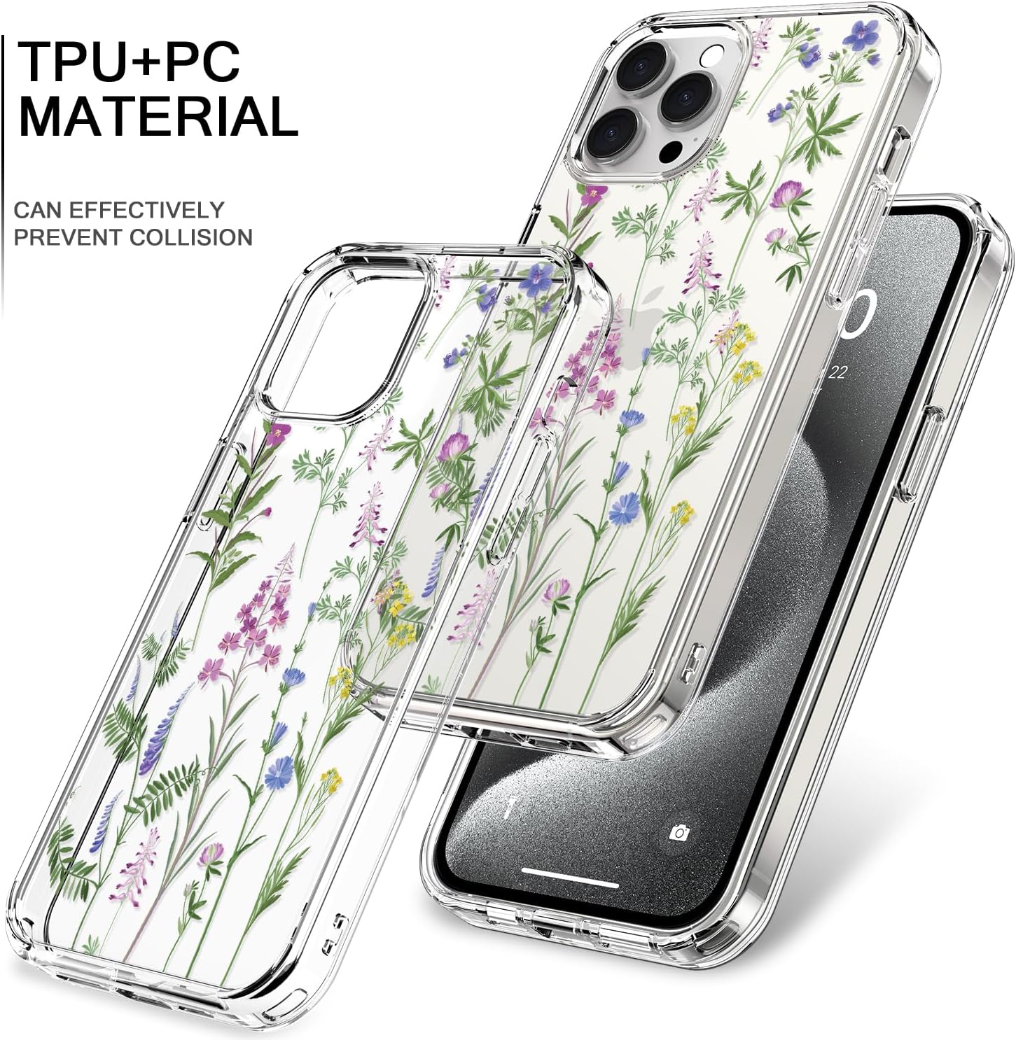 bicol Funda compatible con iPhone 15 Pro, funda transparente con diseños de moda para niñas y mujeres, ajuste delgado, a prueba de golpes, funda