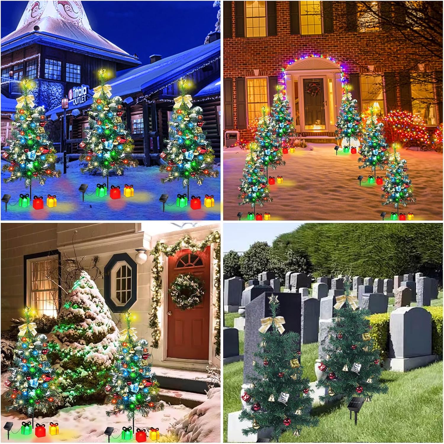 Kordain Mini luz solar para árbol de Navidad, decoración al aire libre, luces solares de árbol de 30 pulgadas con 30 LED, 8 modos intermitentes,